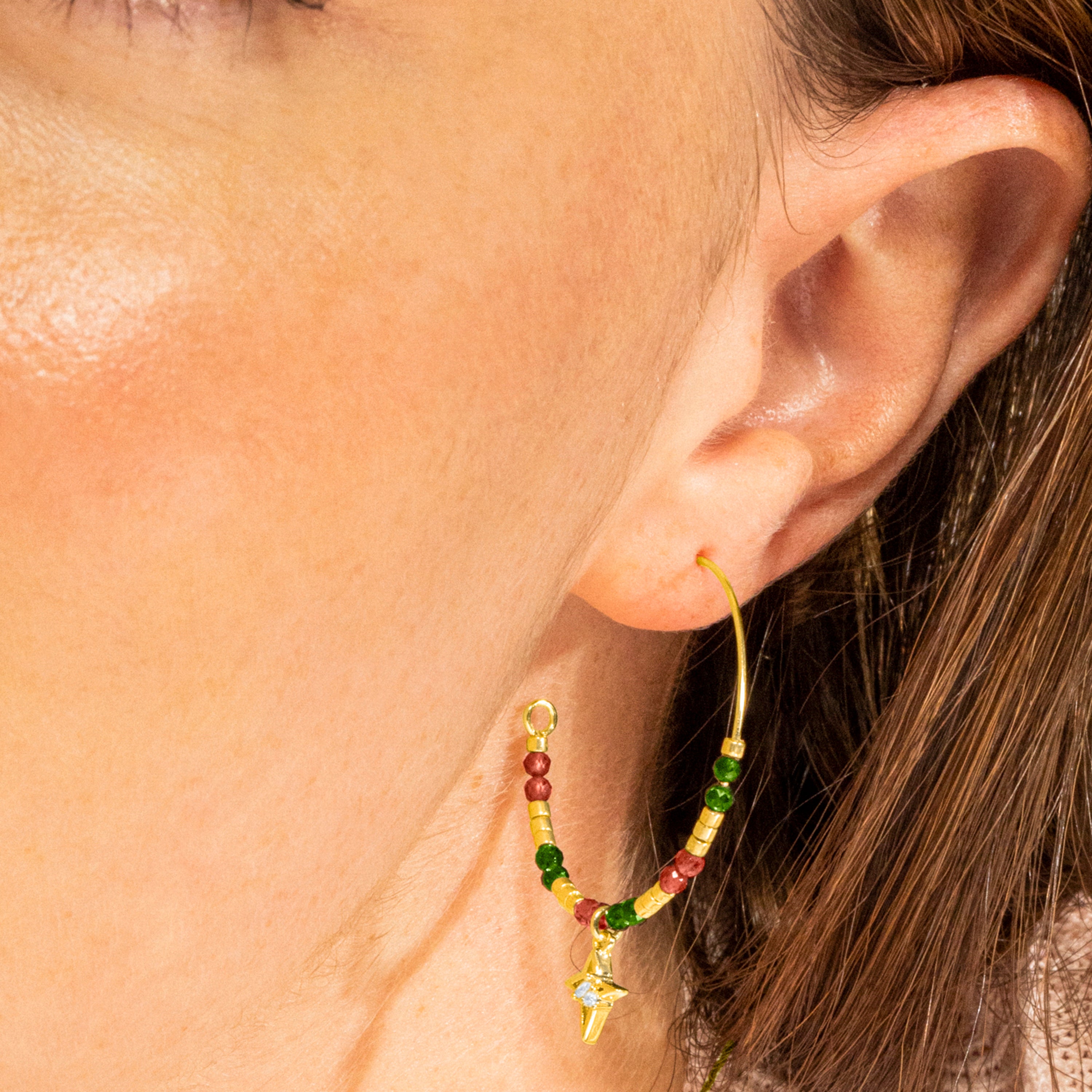 Boucles d'oreilles en argent sterling 925 et zircon brillant finition or 18k - Paila