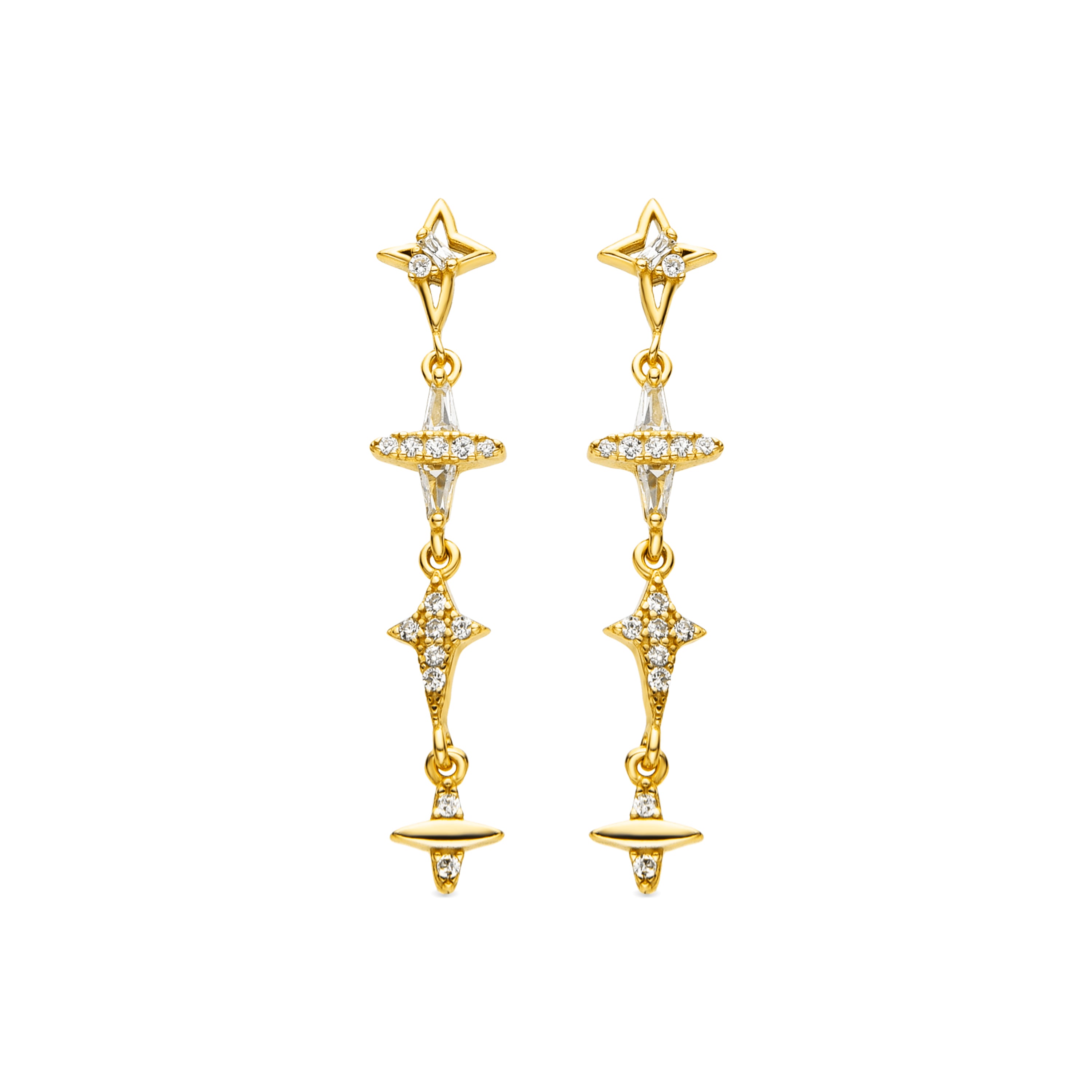 Pendientes de Plata de Ley 925 y Circonita Brillante acabado oro 18k - Holis