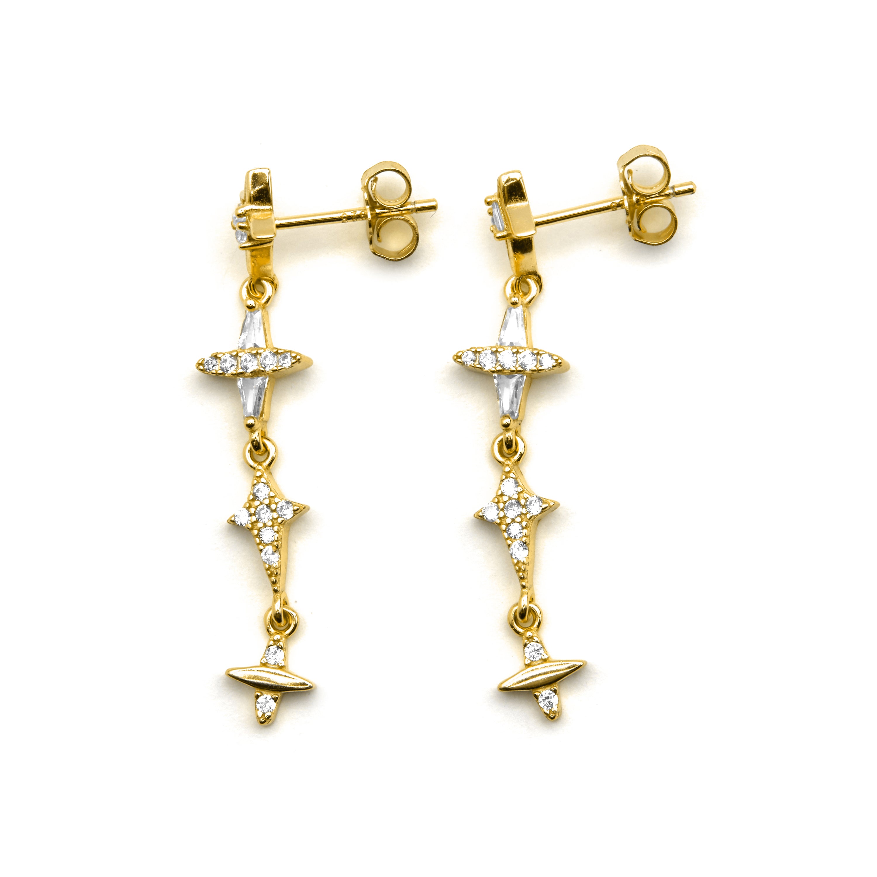 Pendientes de Plata de Ley 925 y Circonita Brillante acabado oro 18k - Holis