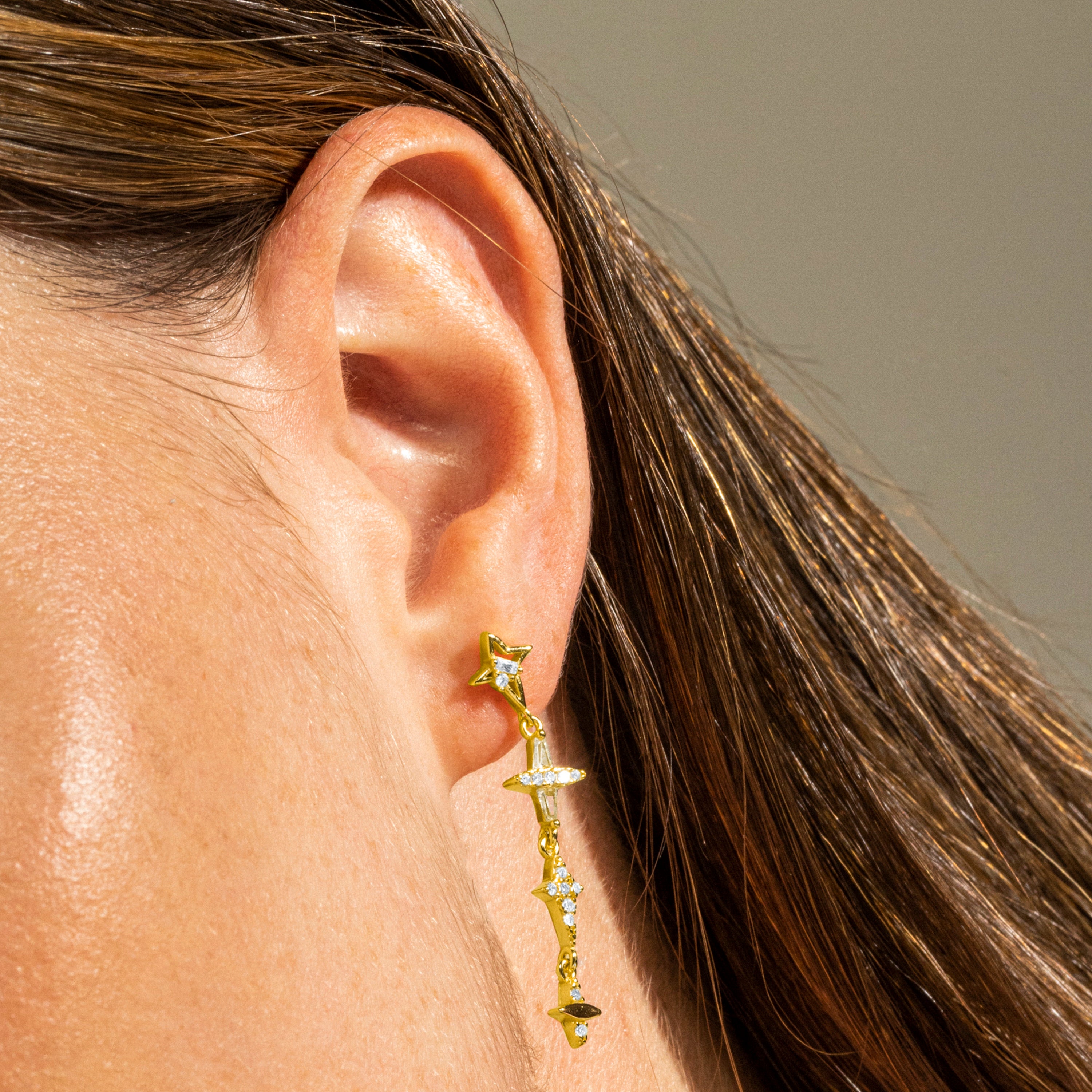 Pendientes de Plata de Ley 925 y Circonita Brillante acabado oro 18k - Holis