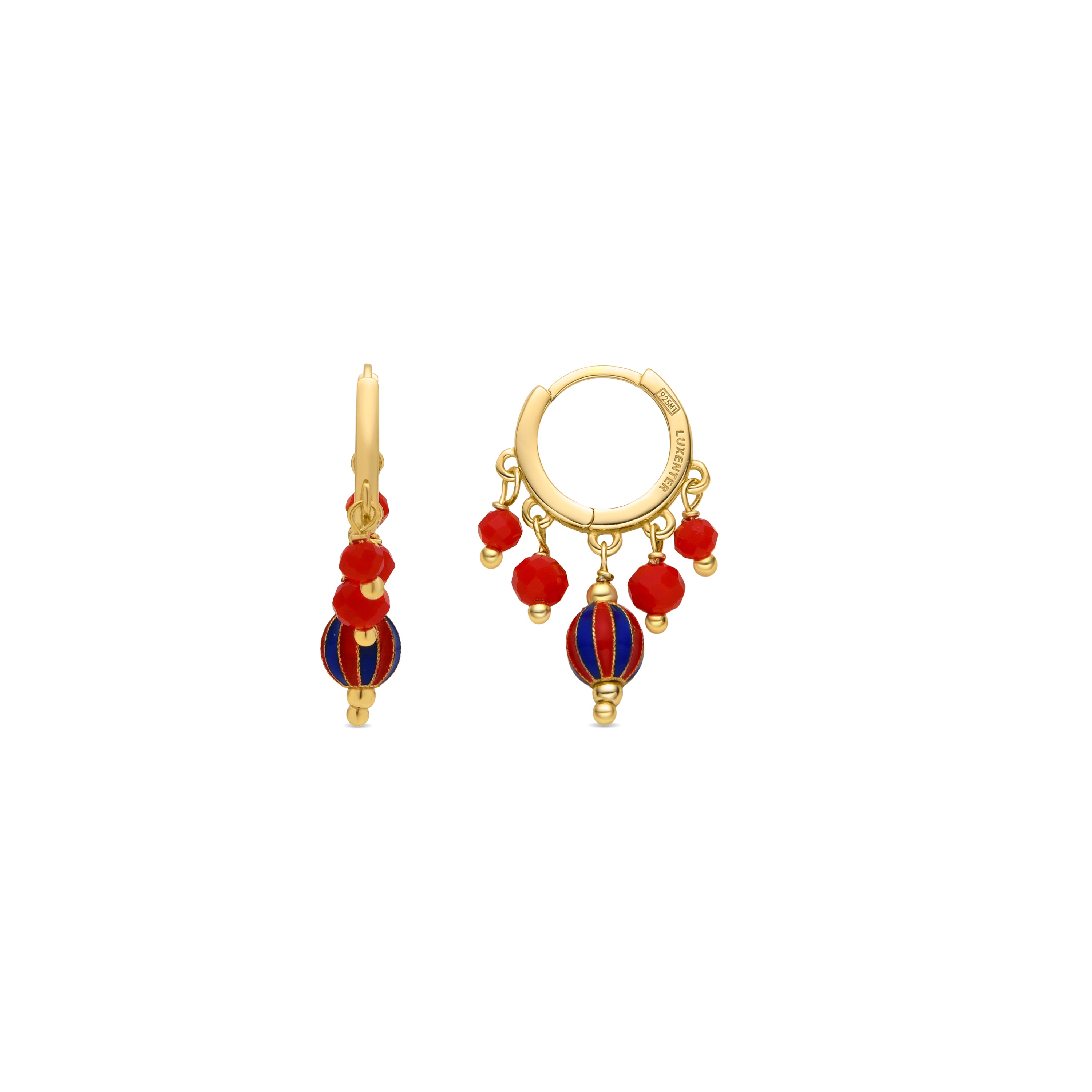 Brincos de Prata de Lei 925 e Lacado Vermelho com acabamento em ouro amarelo de 18k - Towi
