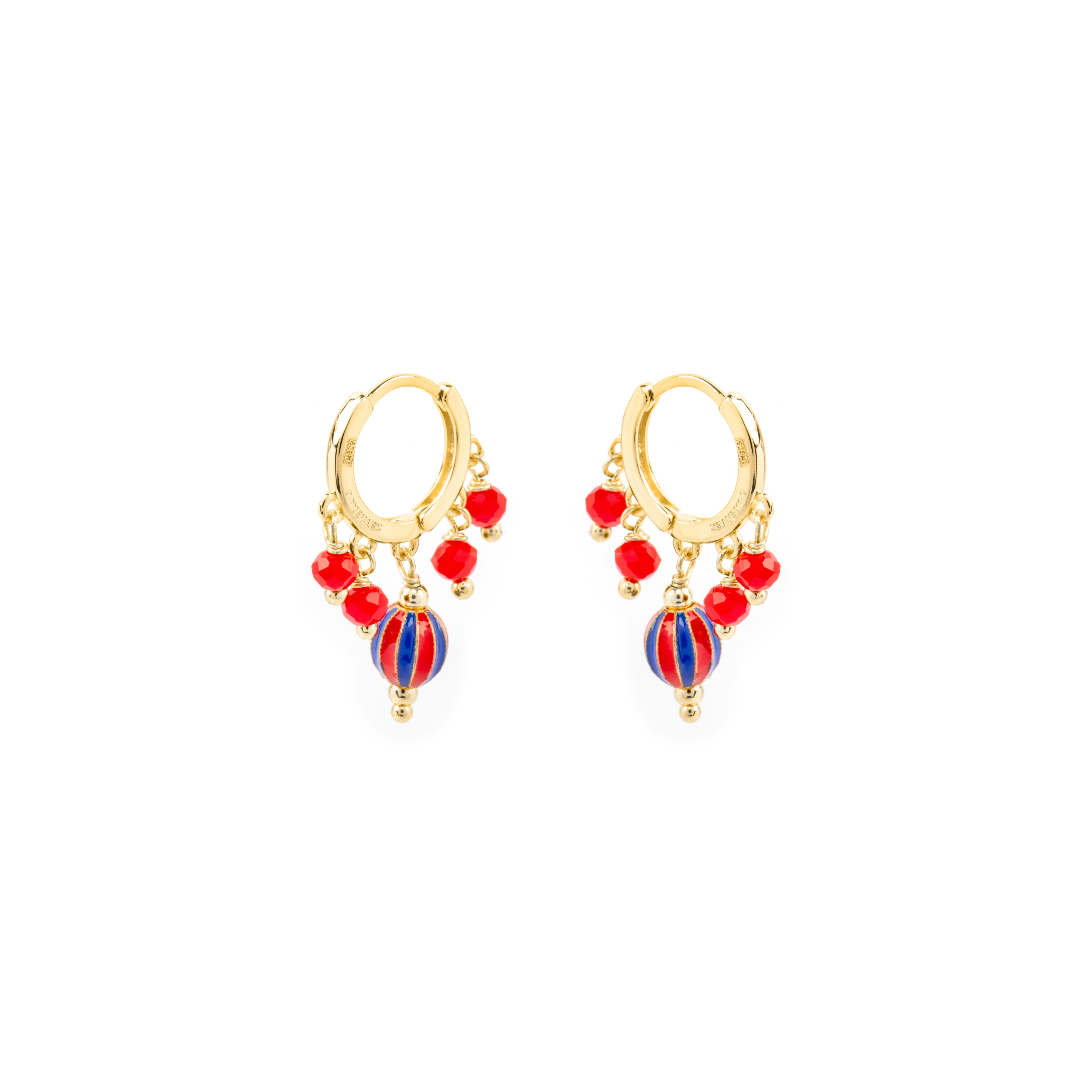 Brincos de Prata de Lei 925 e Lacado Vermelho com acabamento em ouro amarelo de 18k - Towi