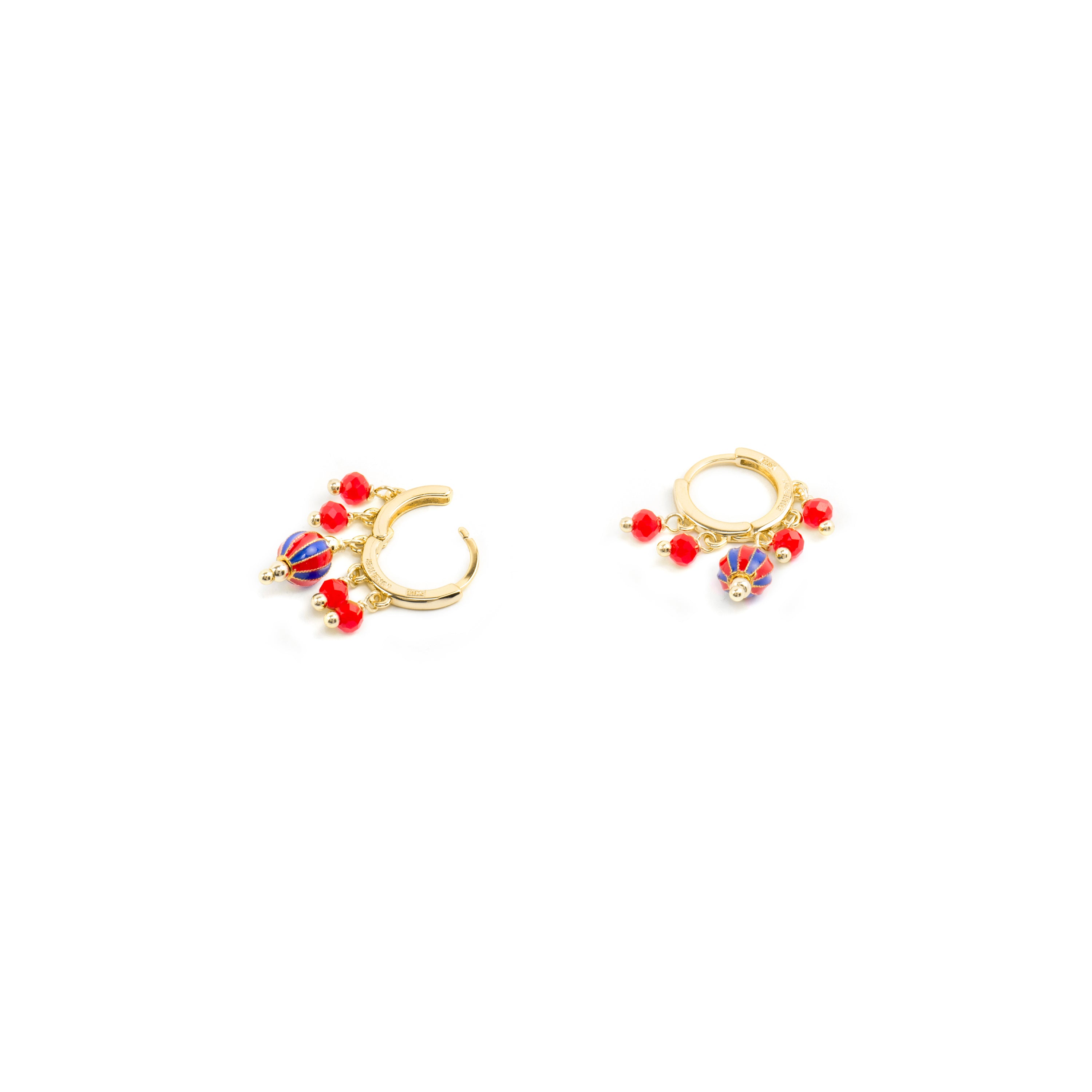 Brincos de Prata de Lei 925 e Lacado Vermelho com acabamento em ouro amarelo de 18k - Towi