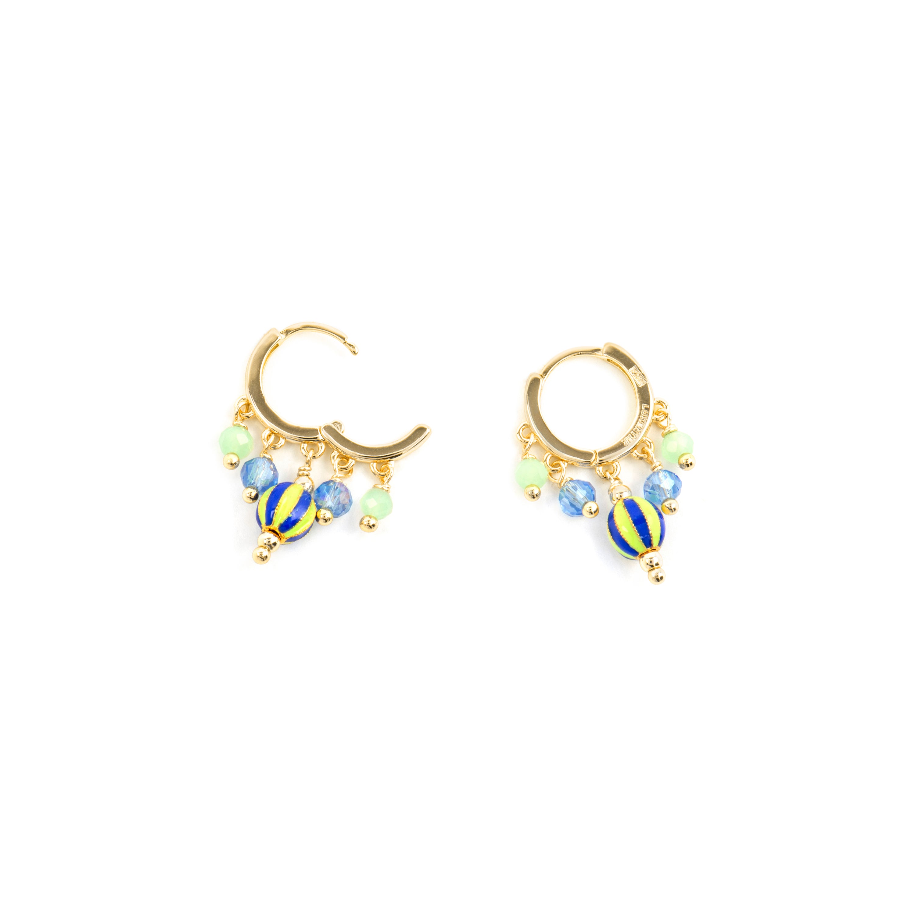Ohrringe aus 925er Sterlingsilber und mehrfarbigem Lack mit 18k Gelbgold-Finish - Towi