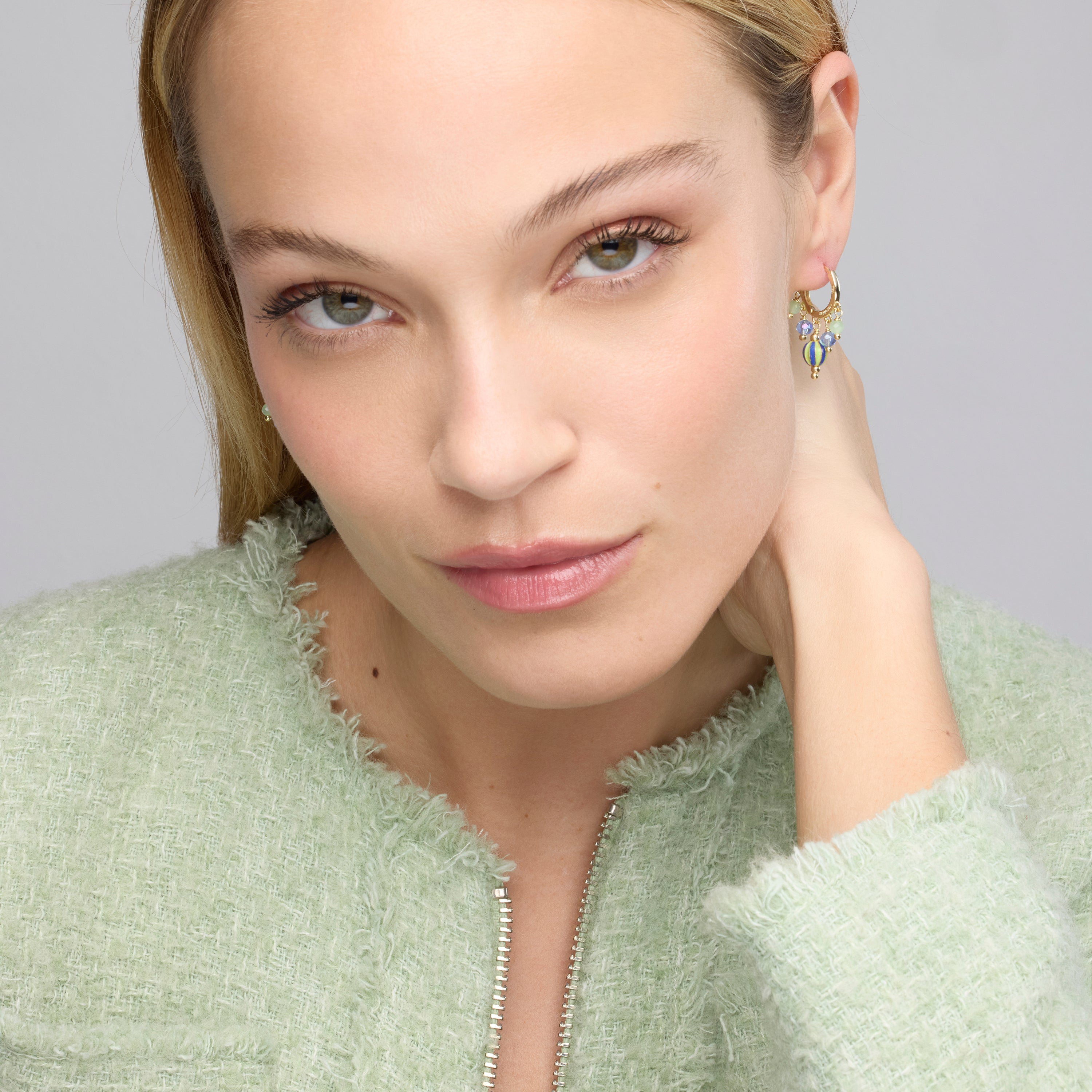 Boucles d'oreilles en argent sterling 925 et laqué multicolore finition or jaune 18k - Towi