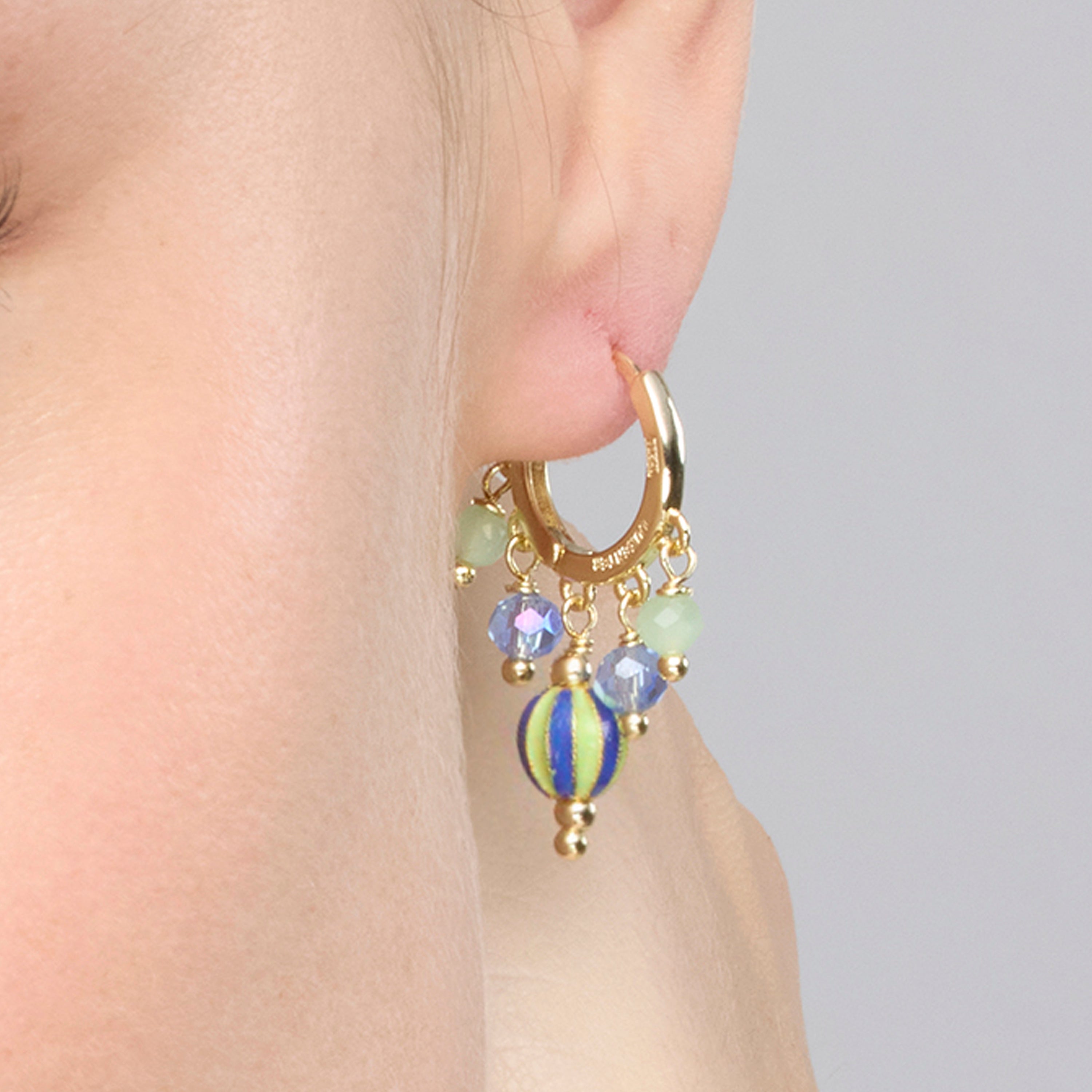 Ohrringe aus 925er Sterlingsilber und mehrfarbigem Lack mit 18k Gelbgold-Finish - Towi