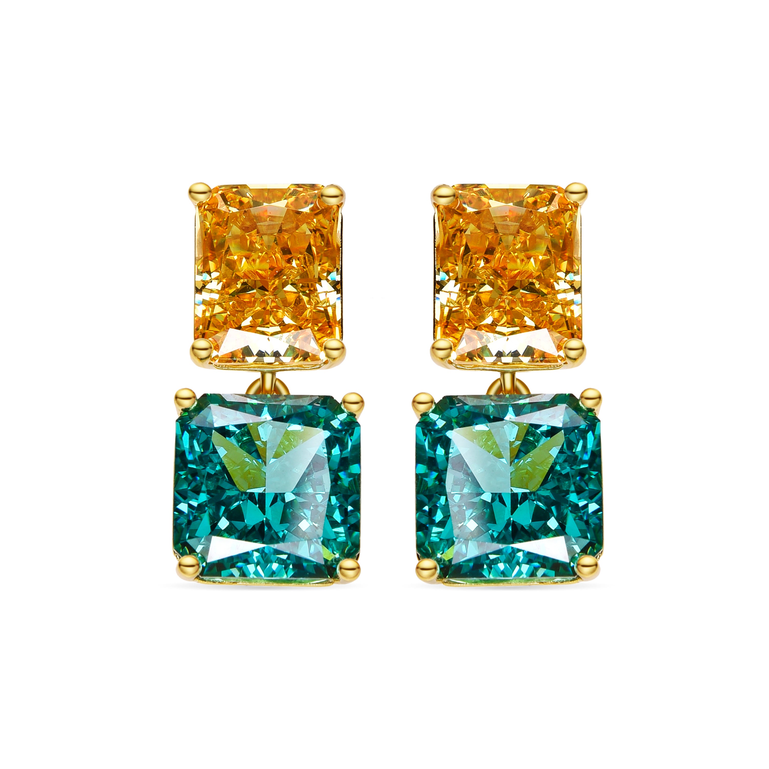 Orecchini in Argento Sterling 925 e Quarzo Idrotermale Verde Chiaro finitura oro 18k - Rokhay