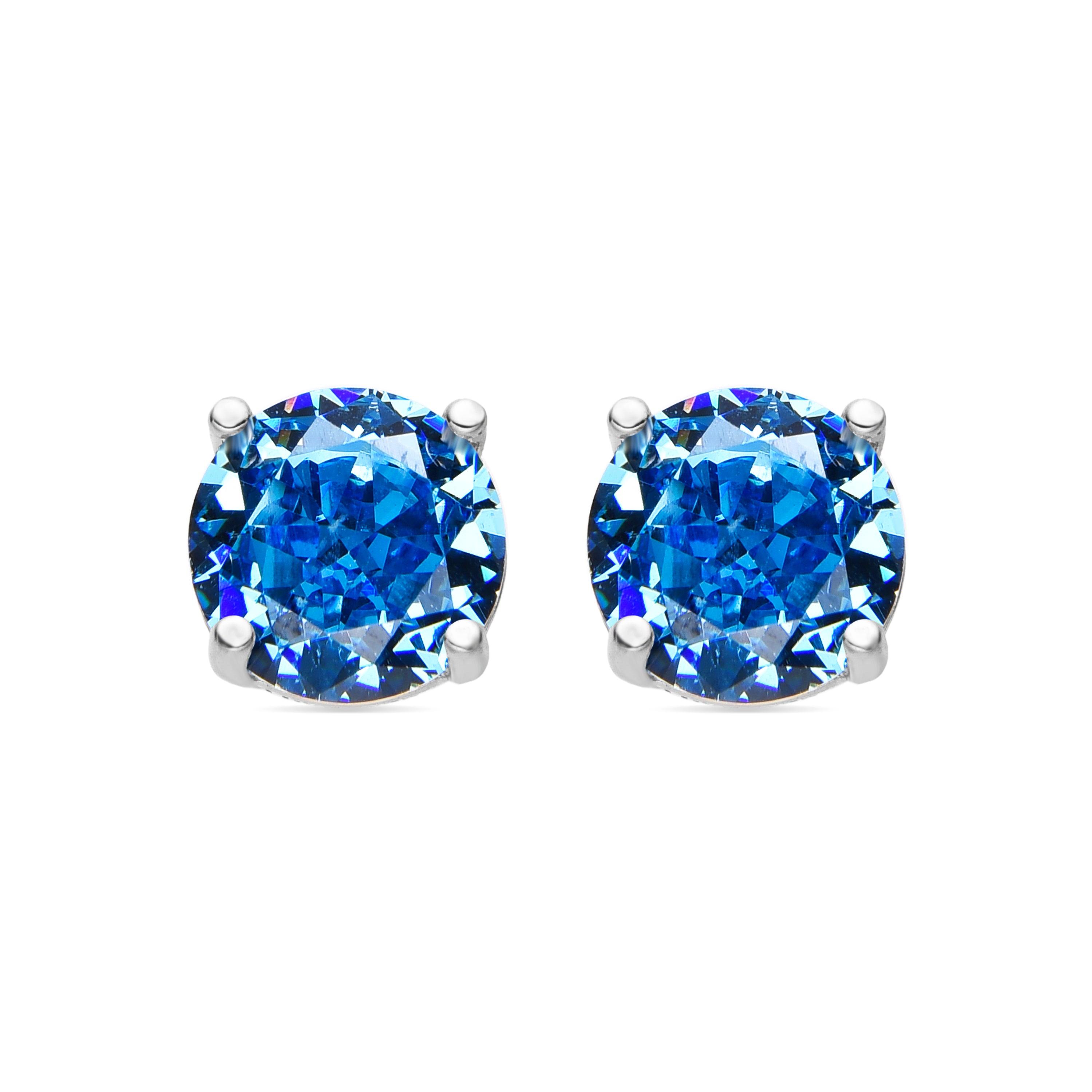 Ohrringe aus 925er Sterlingsilber und blauer Topas-Zirkonia, rhodiniert - Baran