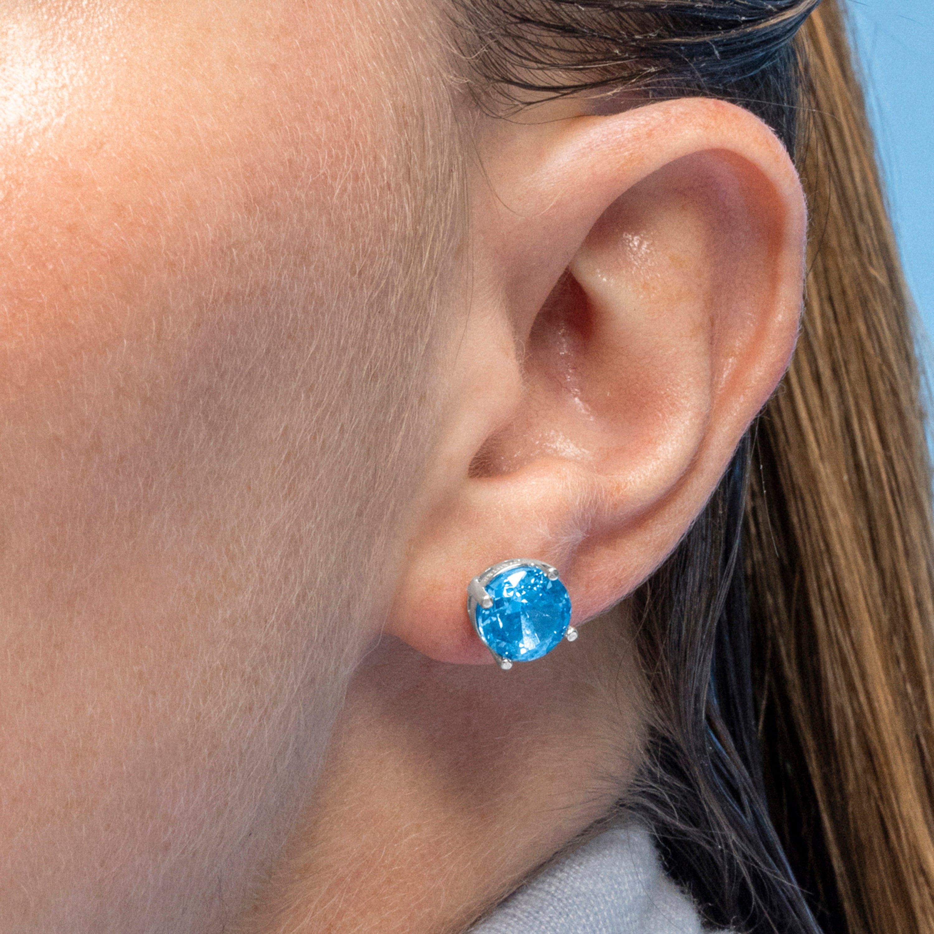 Ohrringe aus 925er Sterlingsilber und blauer Topas-Zirkonia, rhodiniert - Baran