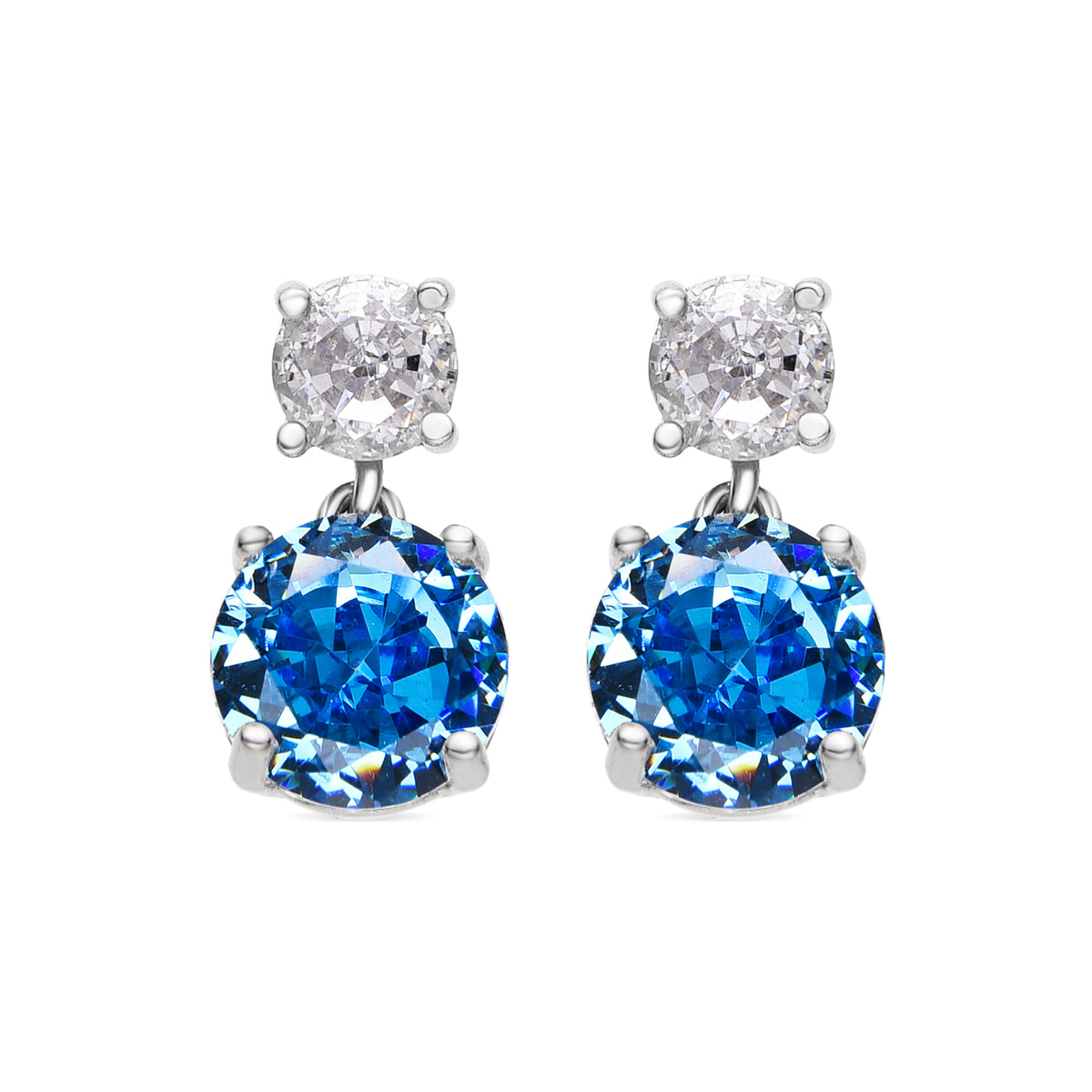 Boucles d'oreilles en argent sterling 925 et zircon saphir finition rhodiée - Nuah