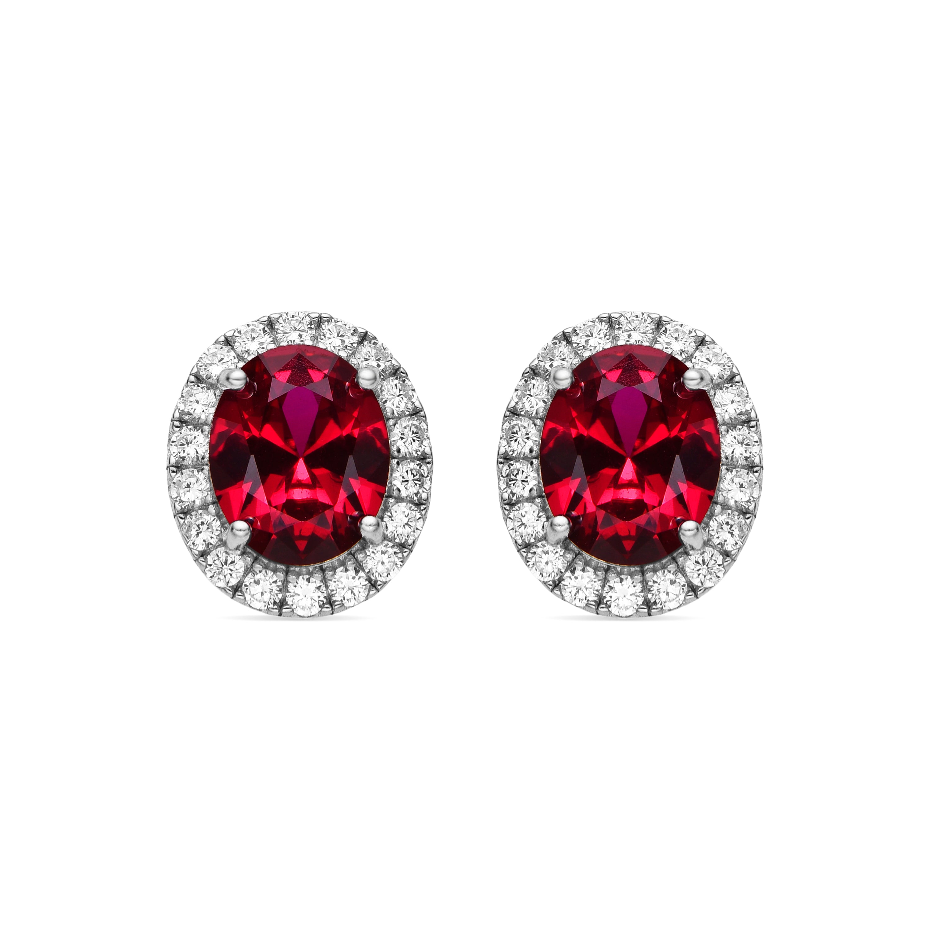 Boucles d'oreilles en argent sterling 925 et zircon rubis finition rhodiée Lyla