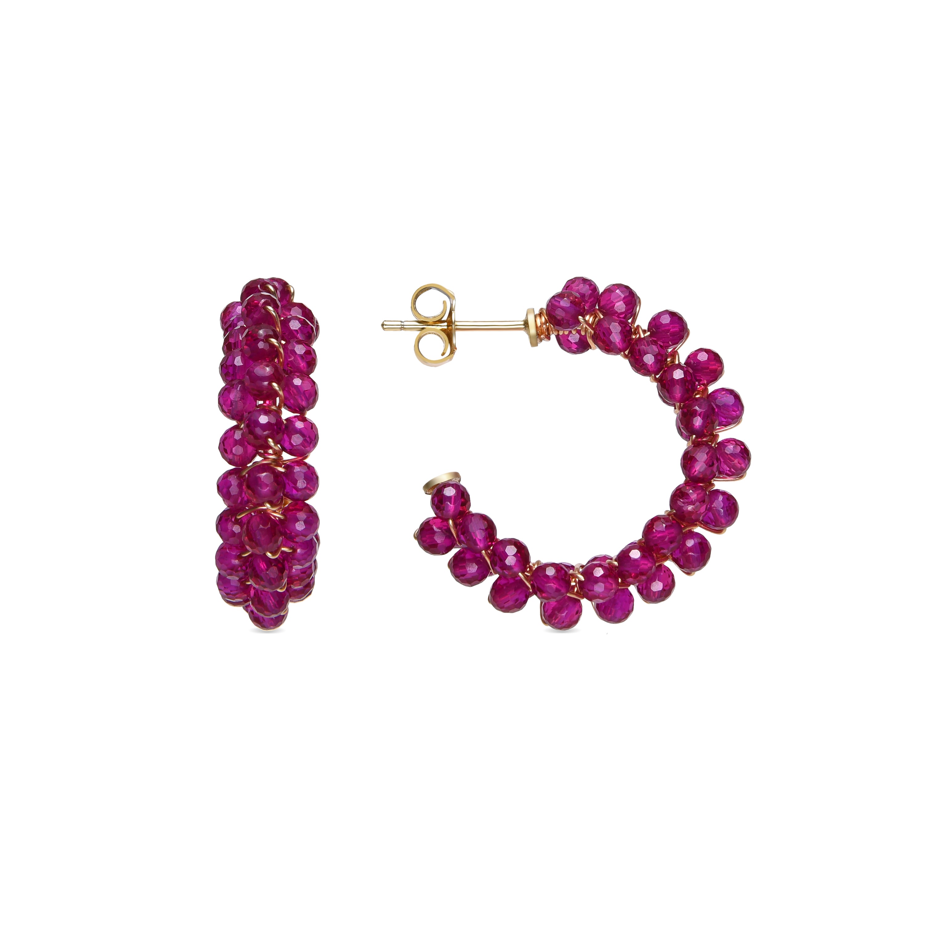 Orecchini in Argento Sterling 925 e Cristallo Rosa finitura oro 18k - Siran