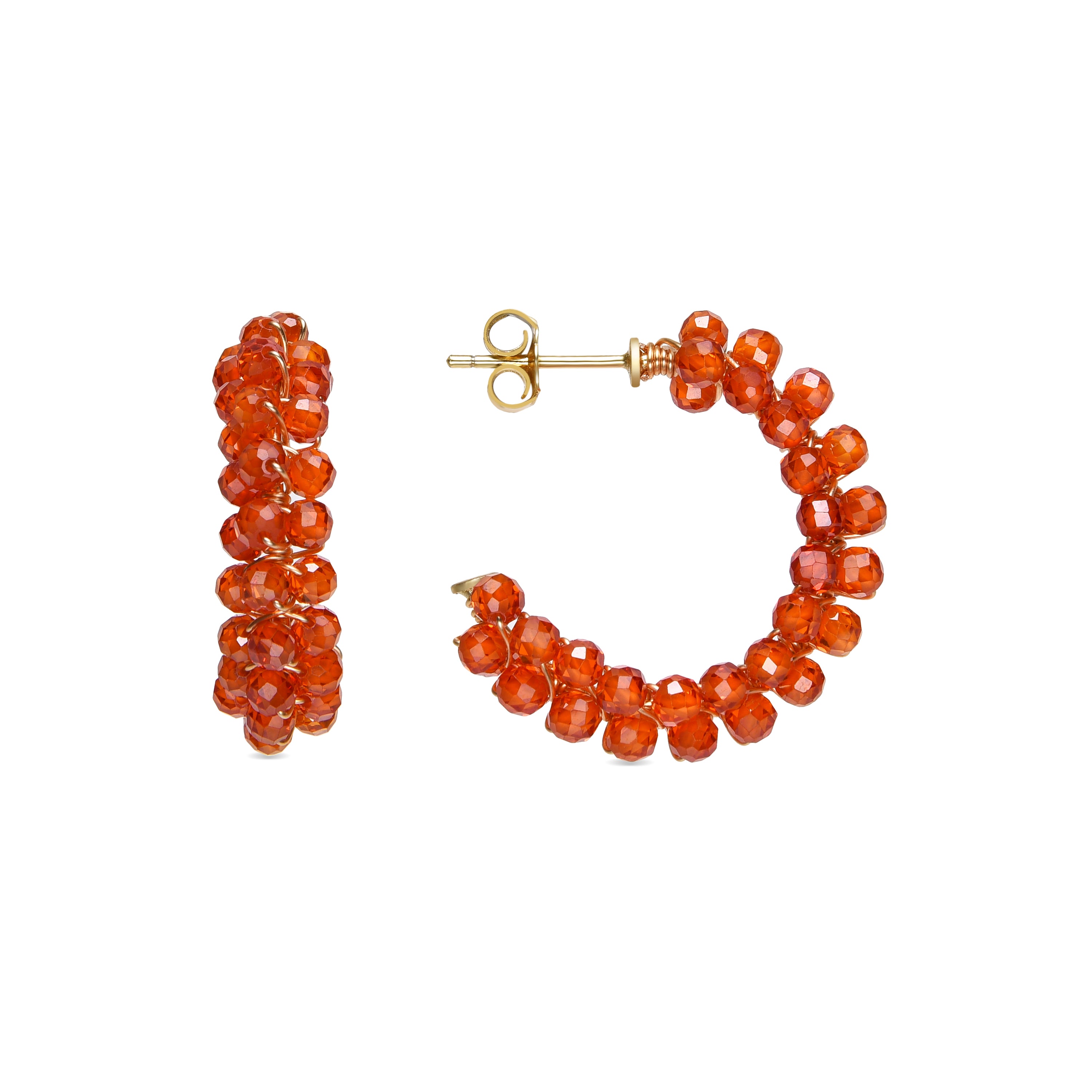 Pendientes de Plata de Ley 925 y Cristal Naranja acabado oro 18k - Siran