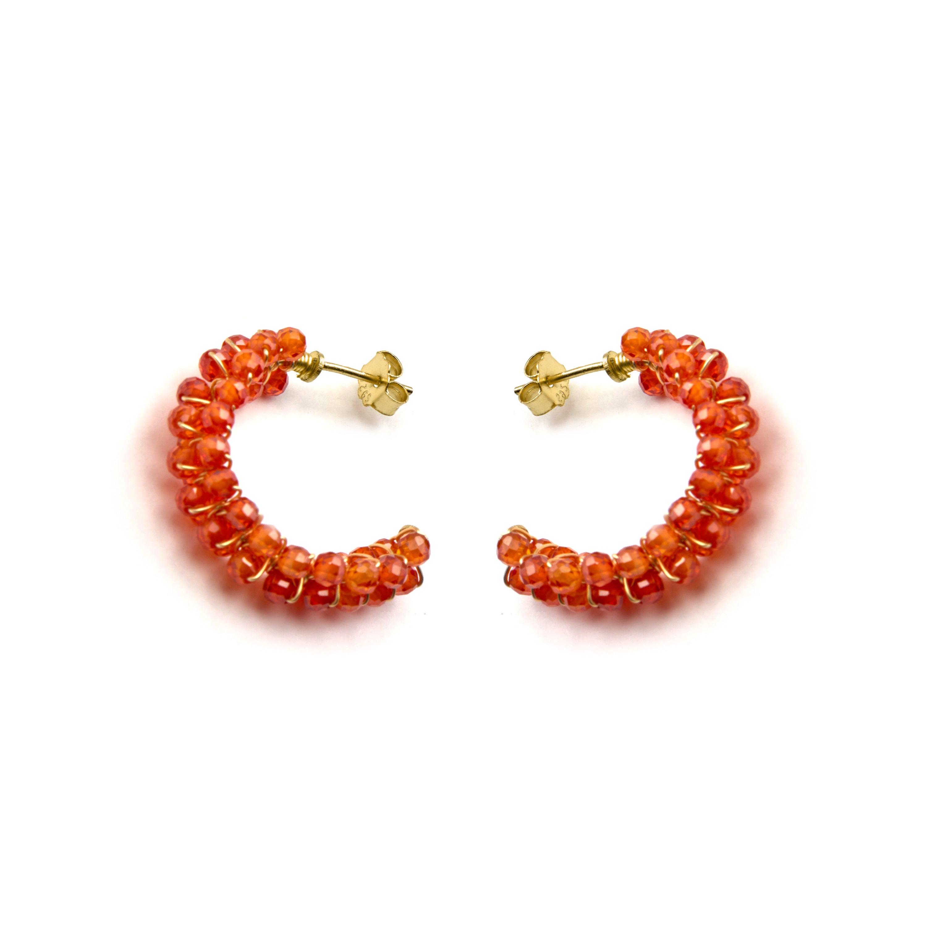 Pendientes de Plata de Ley 925 y Cristal Naranja acabado oro 18k - Siran
