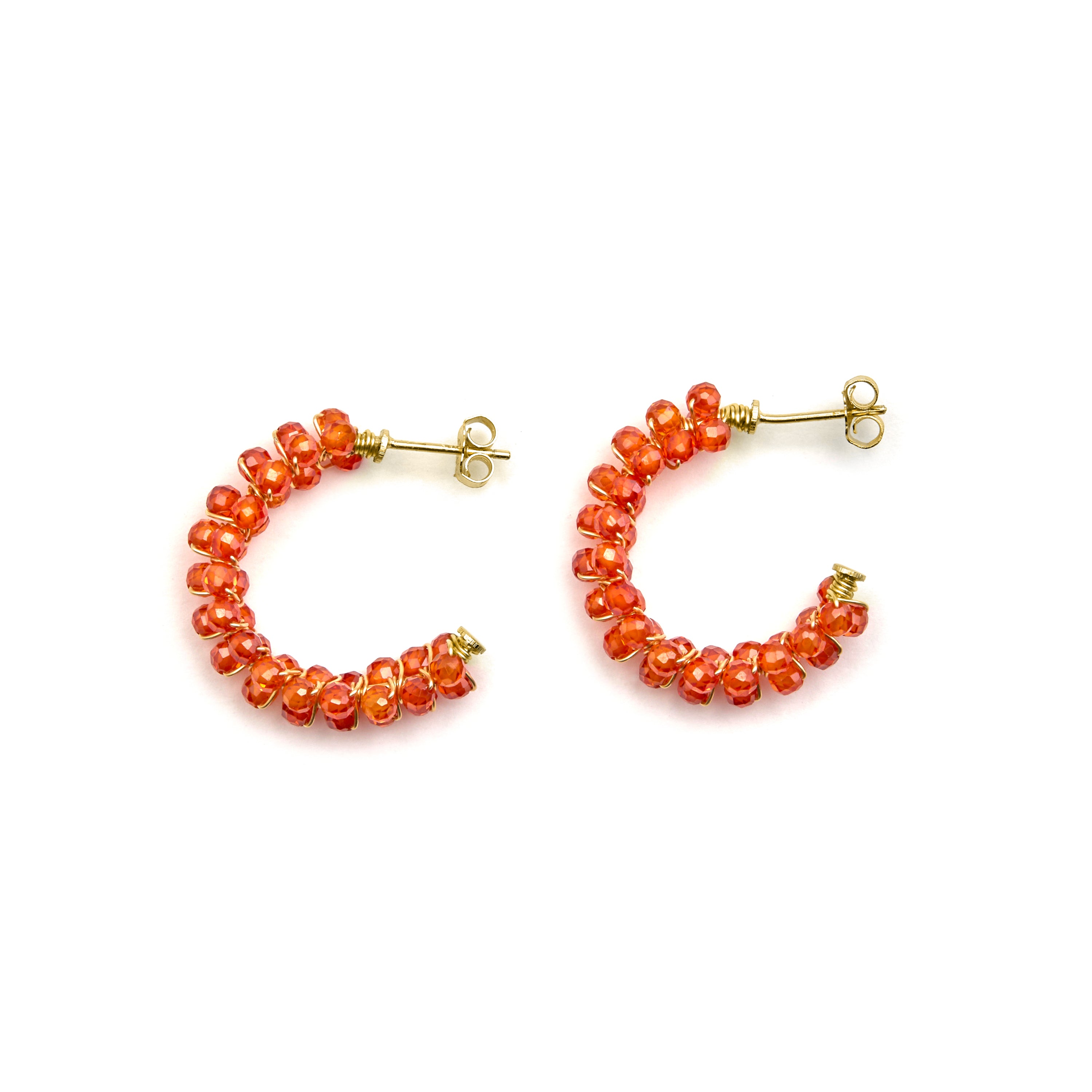 Pendientes de Plata de Ley 925 y Cristal Naranja acabado oro 18k - Siran