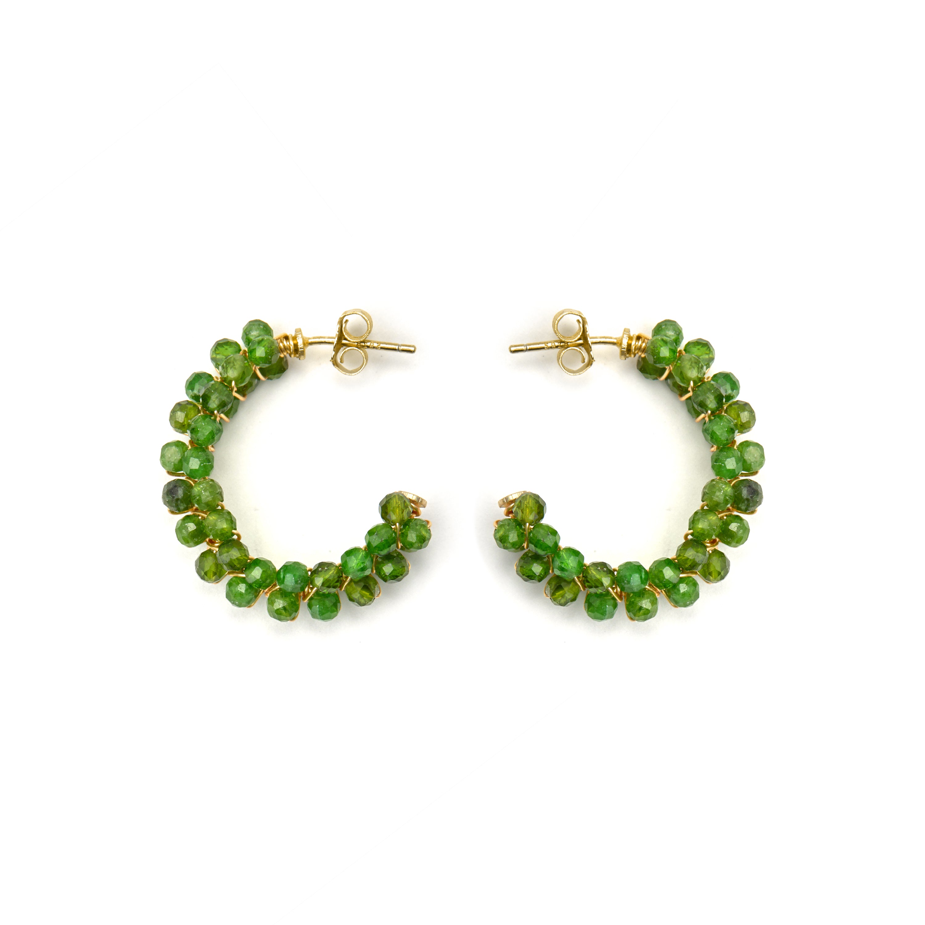 Pendientes de Plata de Ley 925 y Cristal Verde acabado oro 18k - Siran