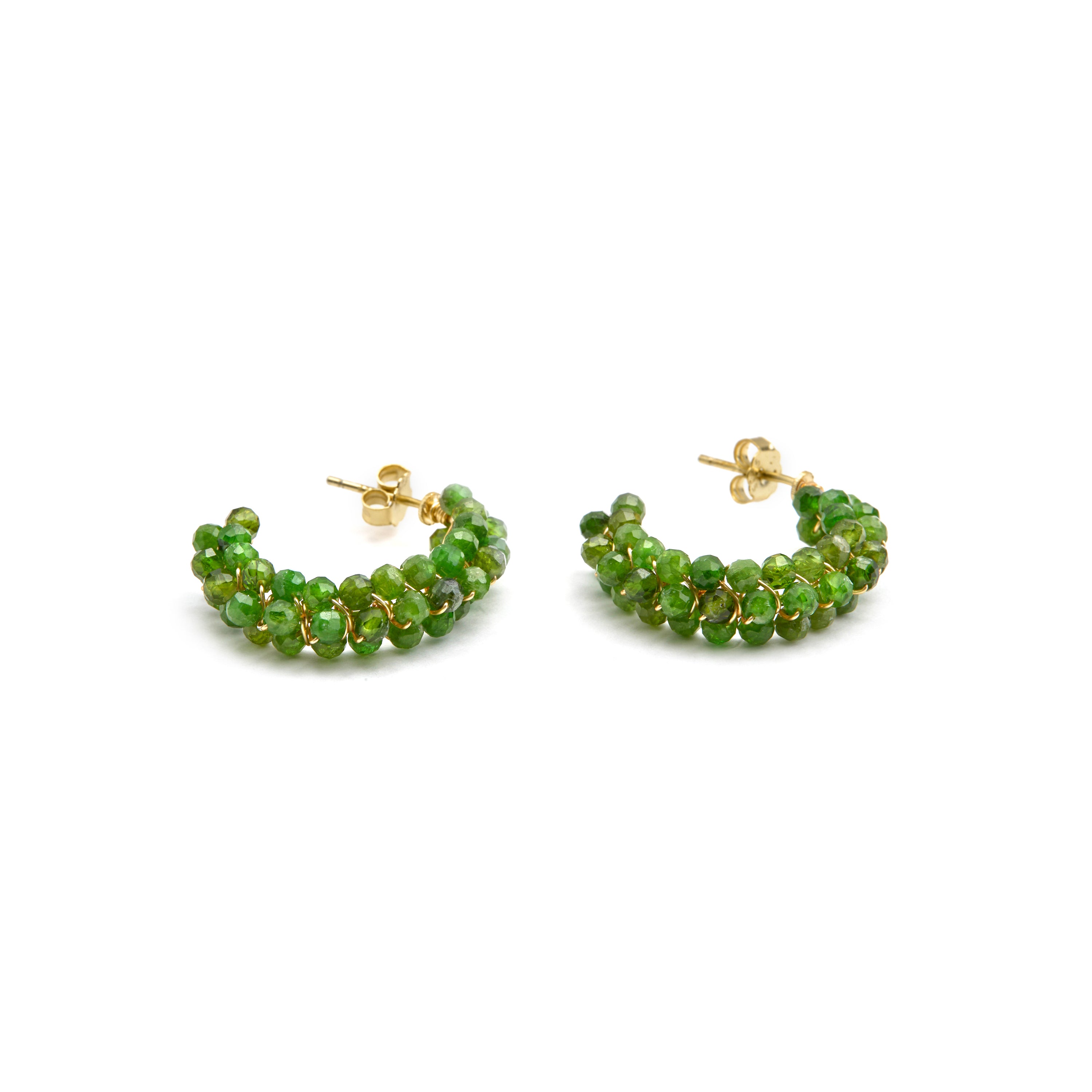 Pendientes de Plata de Ley 925 y Cristal Verde acabado oro 18k - Siran