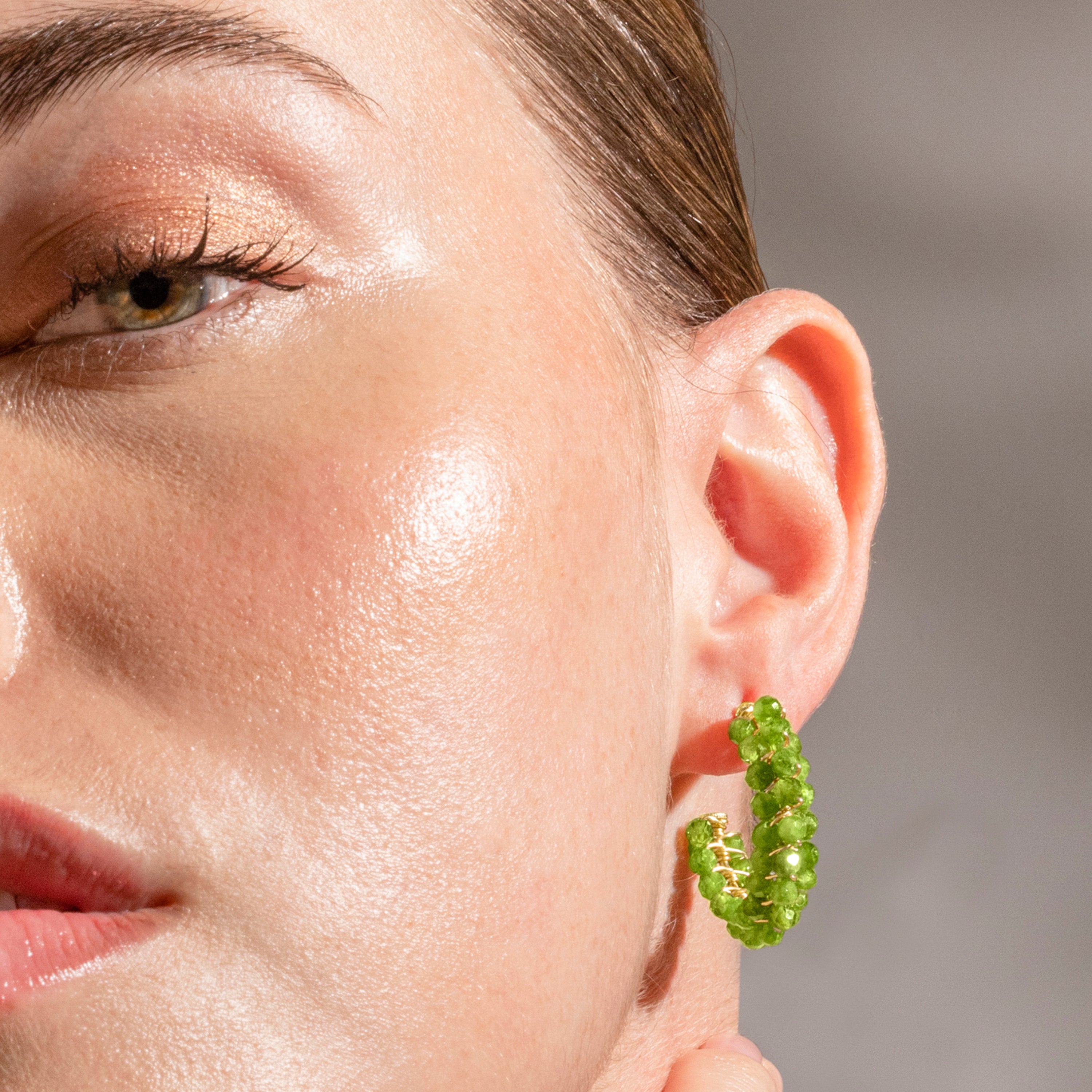 Pendientes de Plata de Ley 925 y Cristal Verde acabado oro 18k - Siran