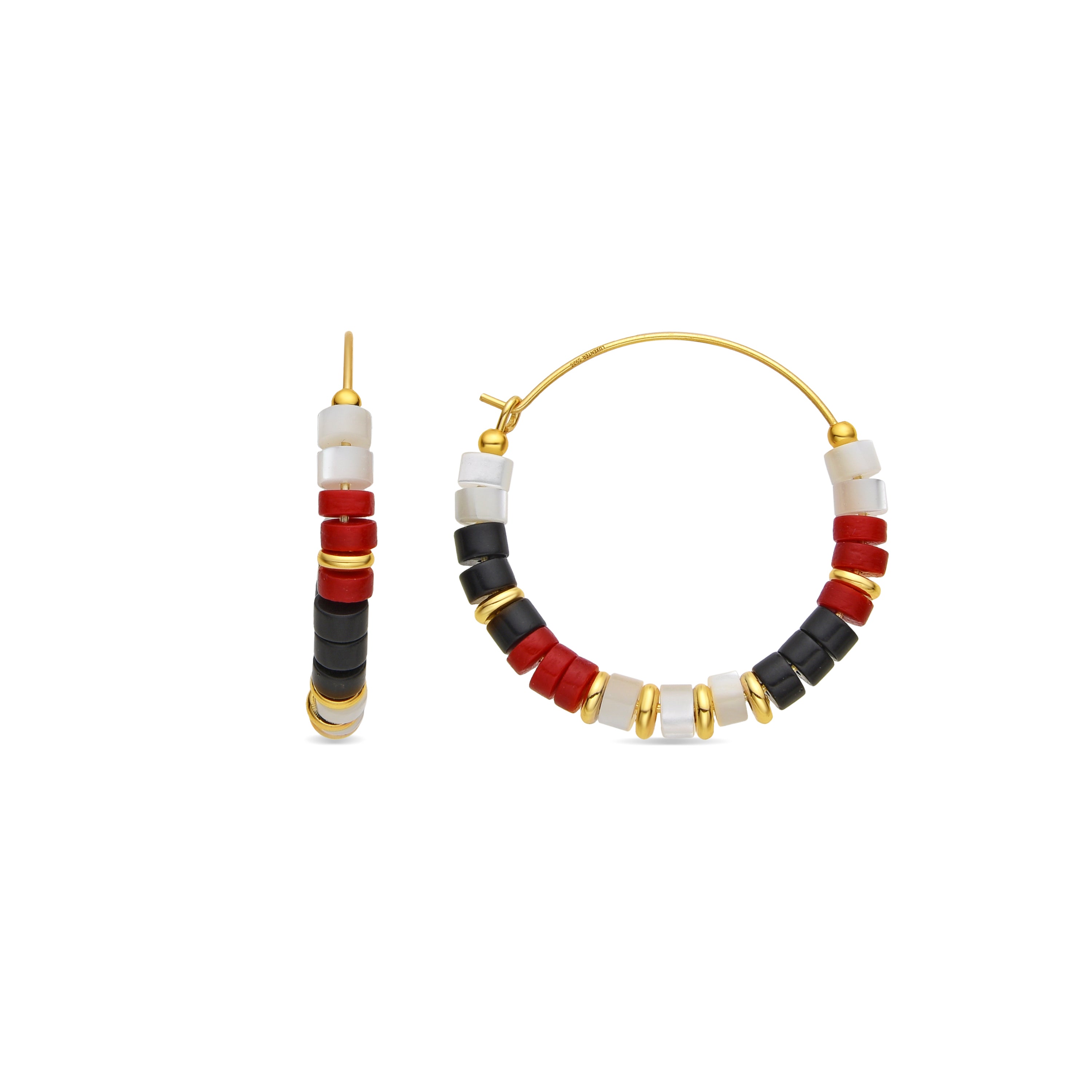 Pendientes de Plata de Ley 925 y Coral acabado oro amarillo de 18k - Ilmina