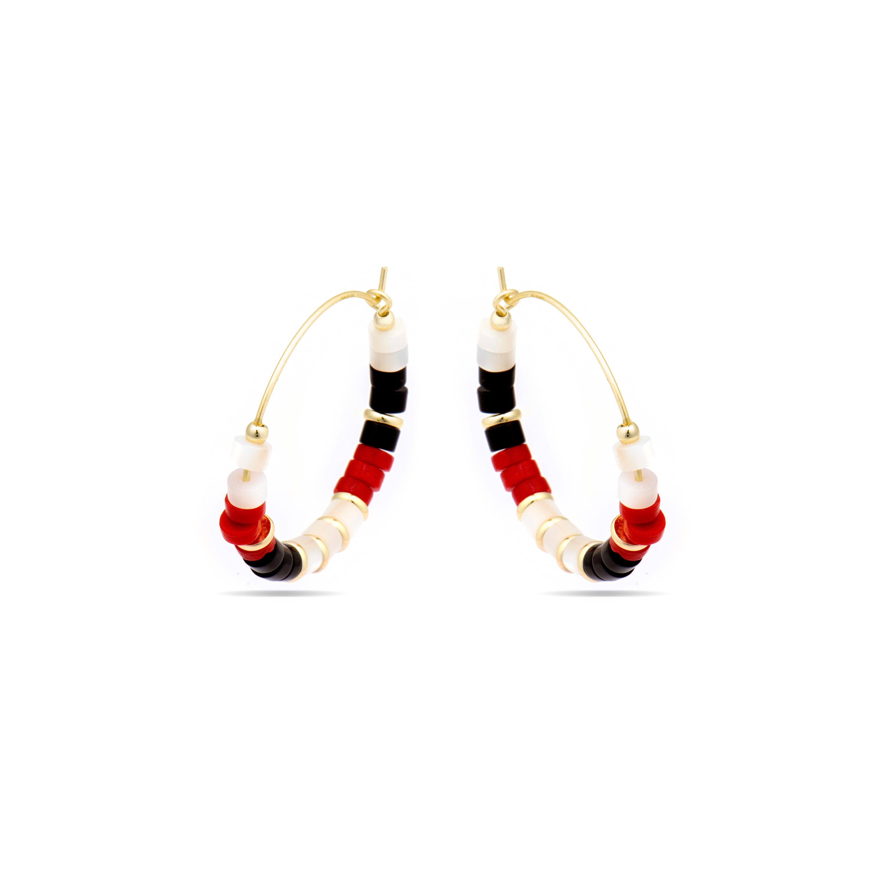 Pendientes de Plata de Ley 925 y Coral acabado oro amarillo de 18k - Ilmina