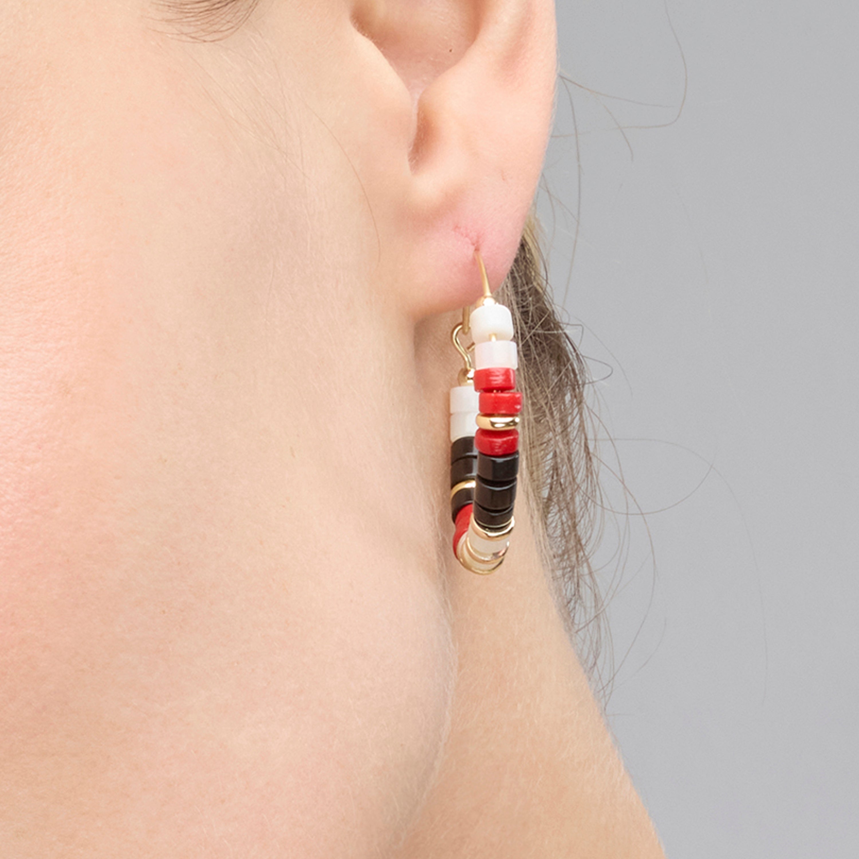 Pendientes de Plata de Ley 925 y Coral acabado oro amarillo de 18k - Ilmina