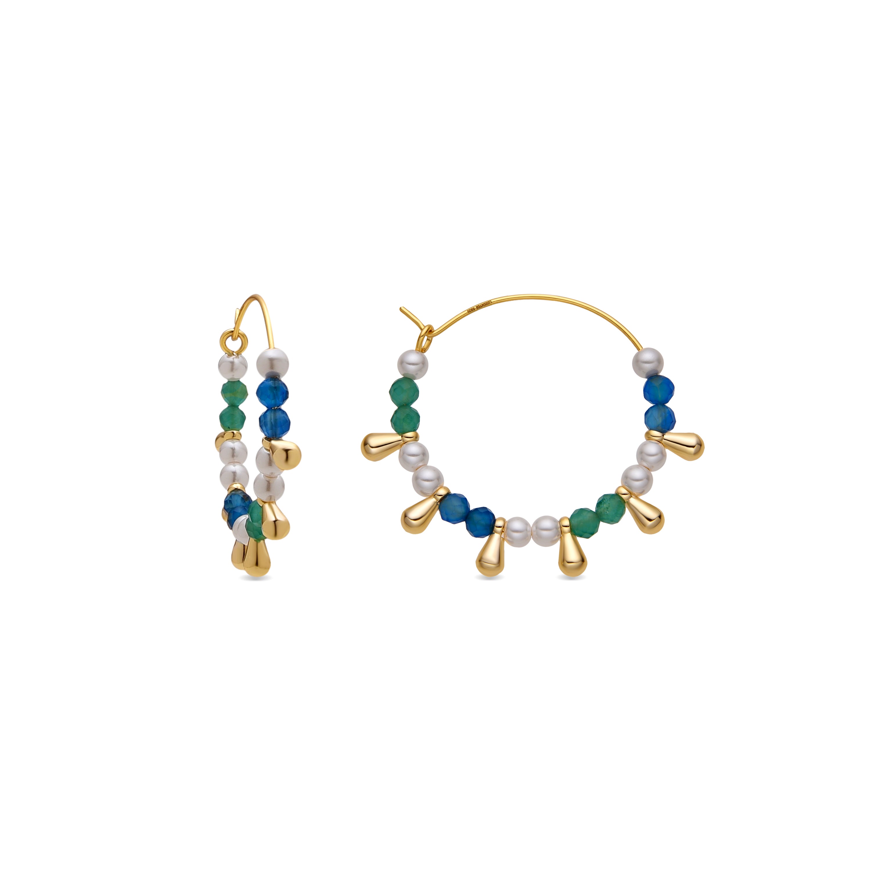 Orecchini in Argento Sterling 925 e Cristallo Blu Scuro finitura oro 18k - Dirad