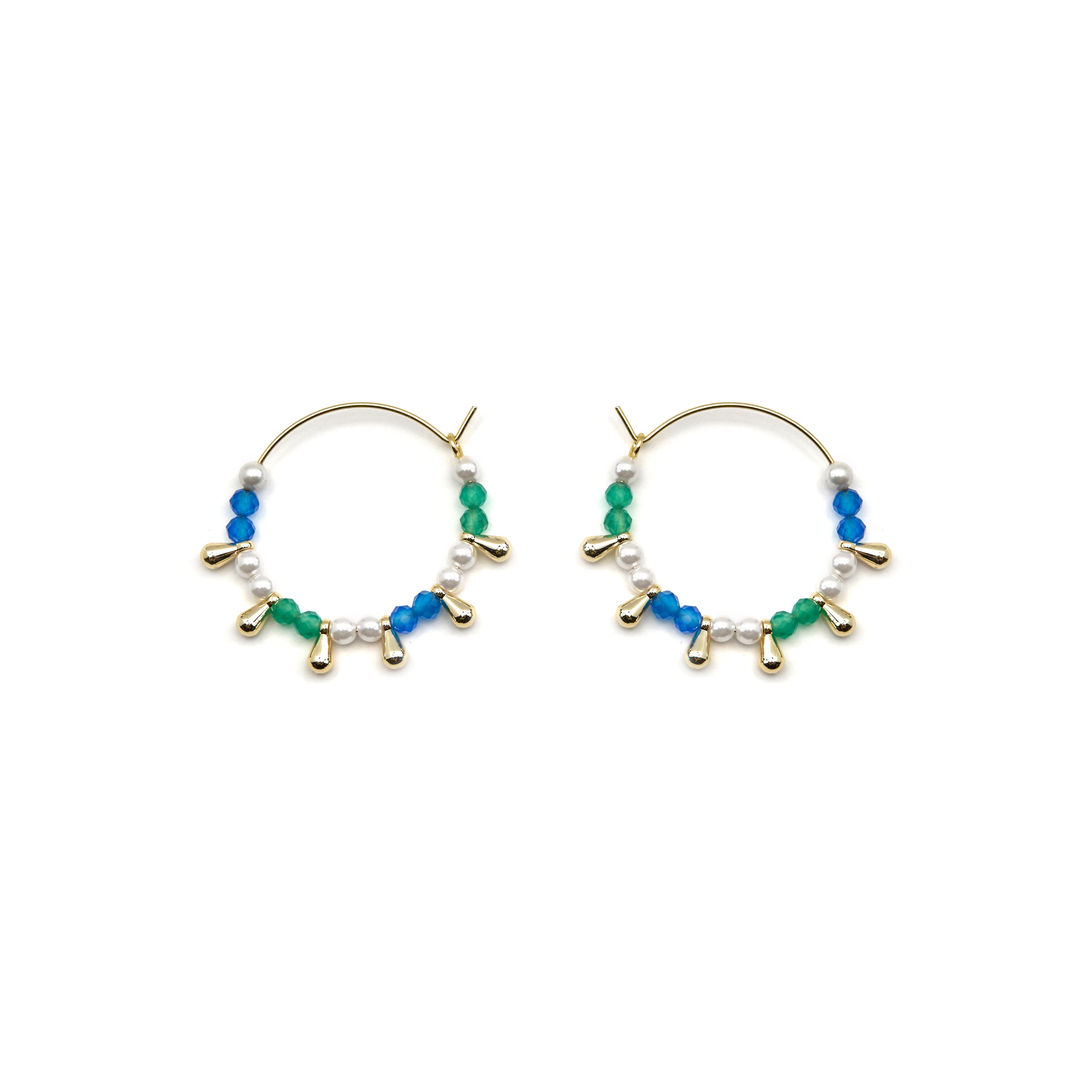 Orecchini in Argento Sterling 925 e Cristallo Blu Scuro finitura oro 18k - Dirad