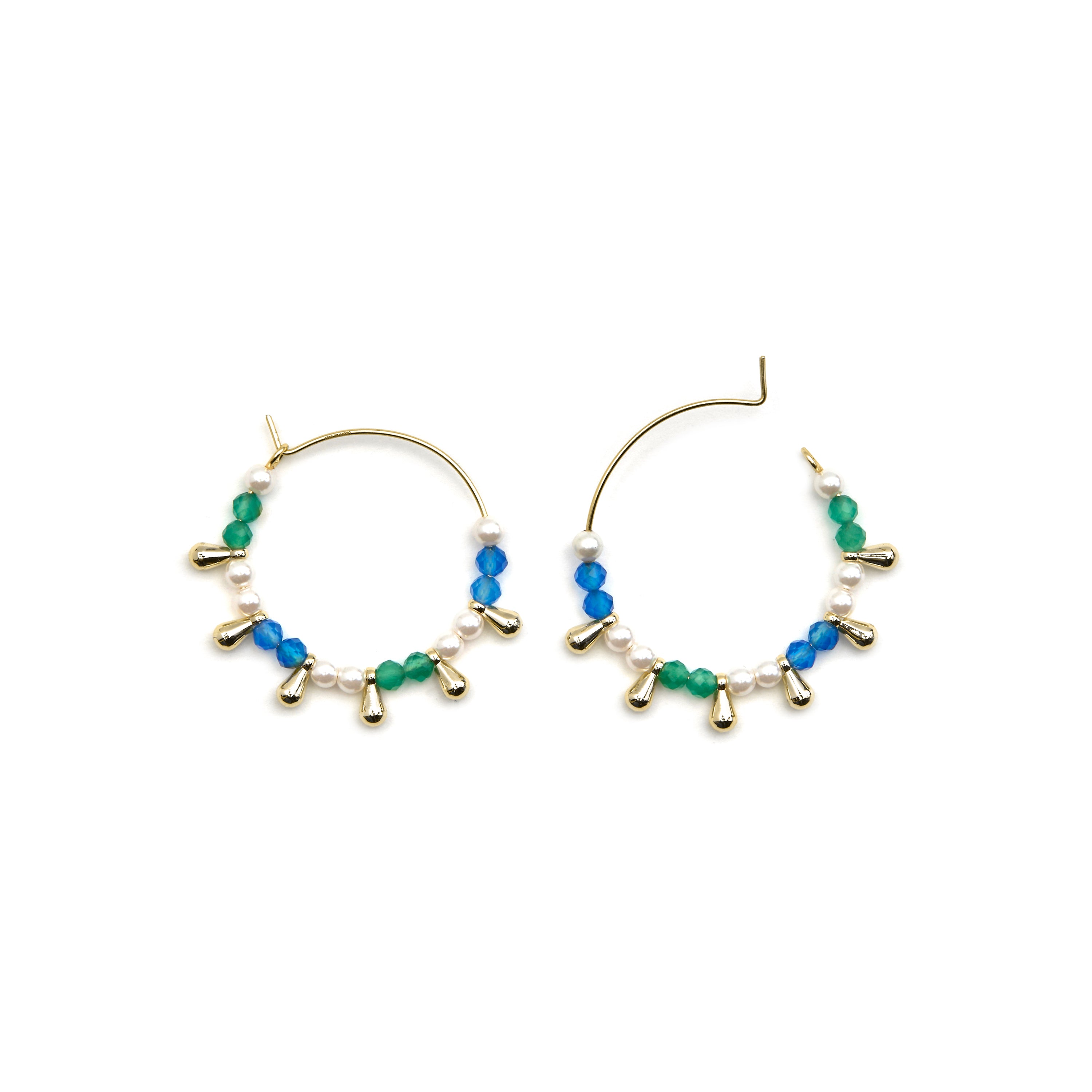Orecchini in Argento Sterling 925 e Cristallo Blu Scuro finitura oro 18k - Dirad