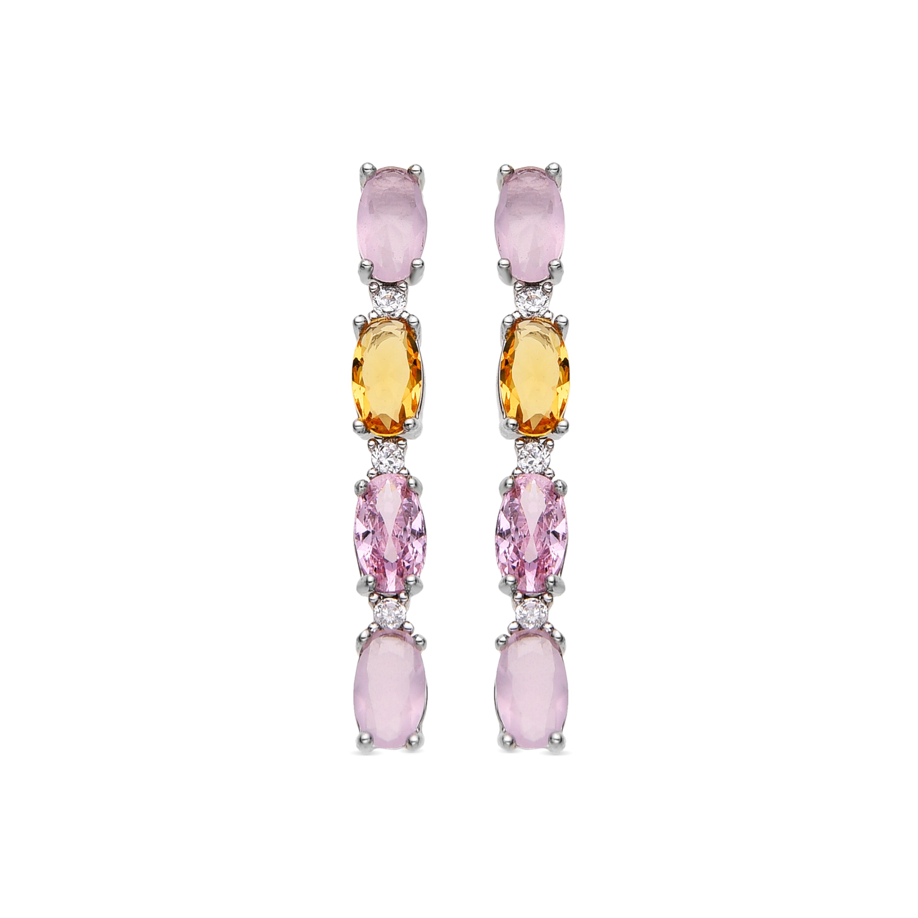 Boucles d'oreilles Argent 925 et Zircons Multicolores finition rhodiée - Guyoth