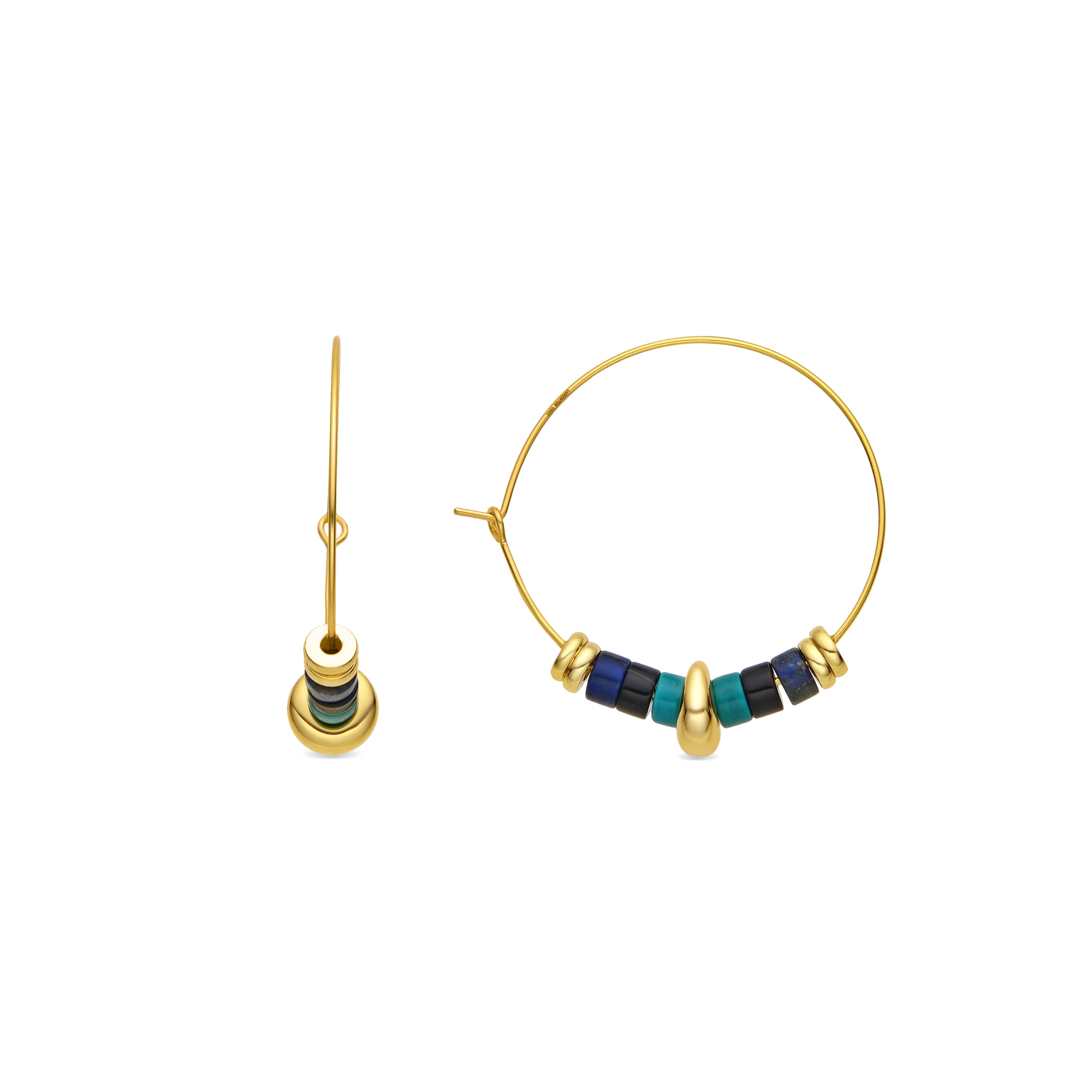 Orecchini in Argento Sterling 925 e Malachite con finitura in oro giallo 18k - Darkba