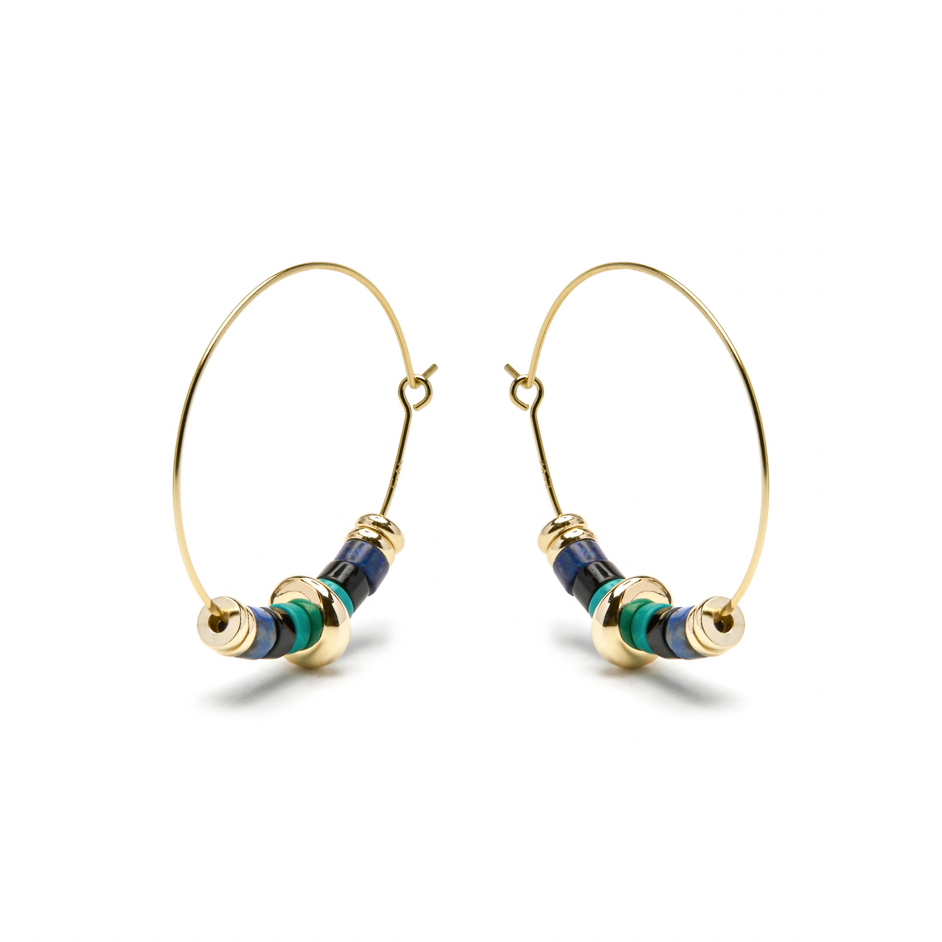 Orecchini in Argento Sterling 925 e Malachite con finitura in oro giallo 18k - Darkba