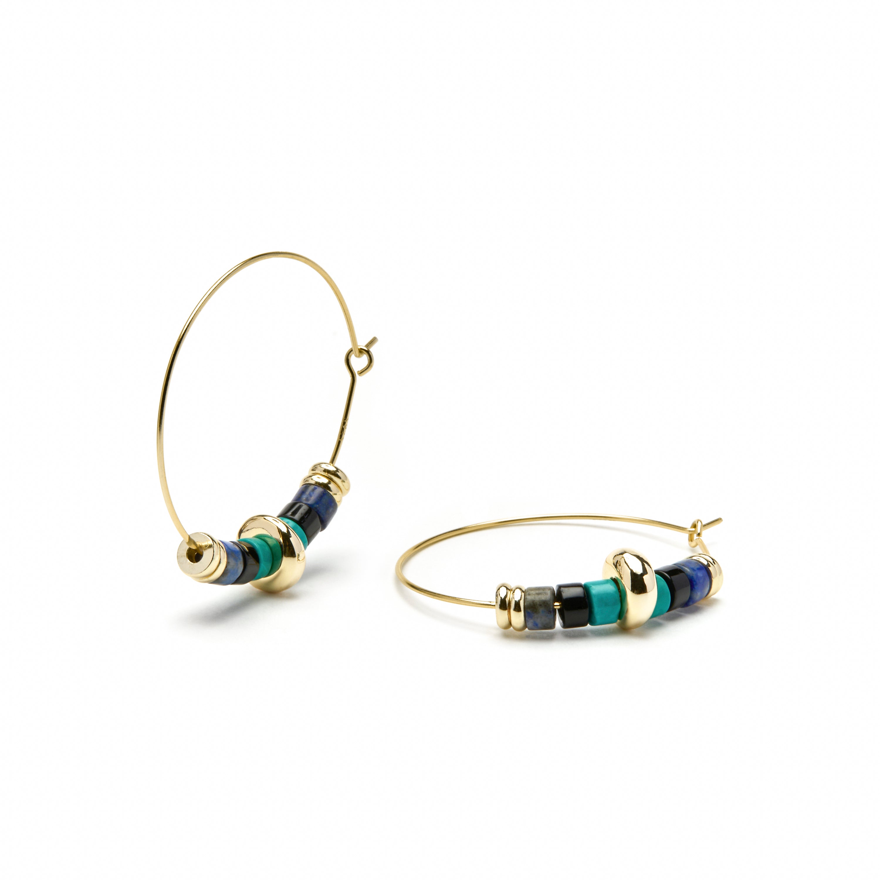 Orecchini in Argento Sterling 925 e Malachite con finitura in oro giallo 18k - Darkba