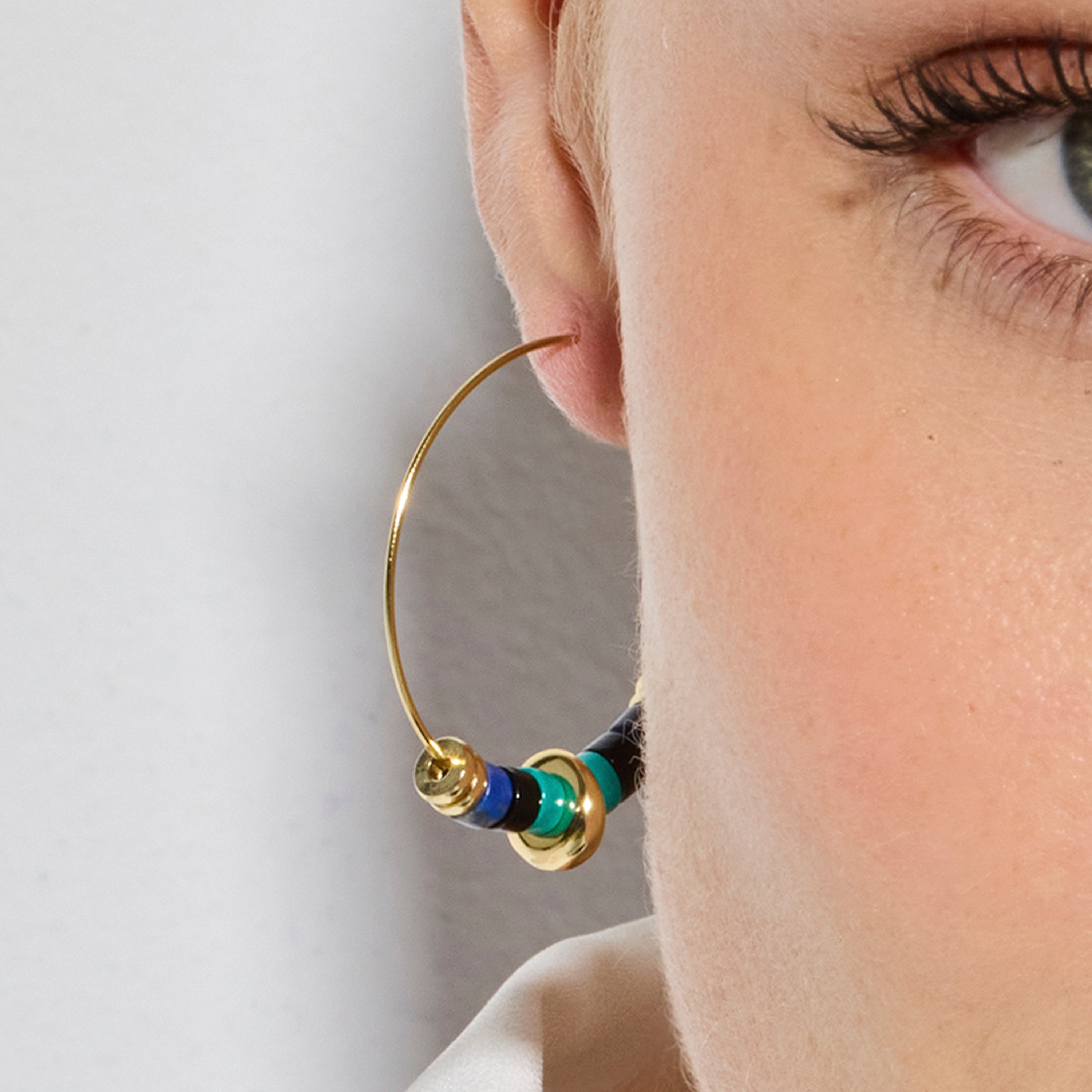 Orecchini in Argento Sterling 925 e Malachite con finitura in oro giallo 18k - Darkba