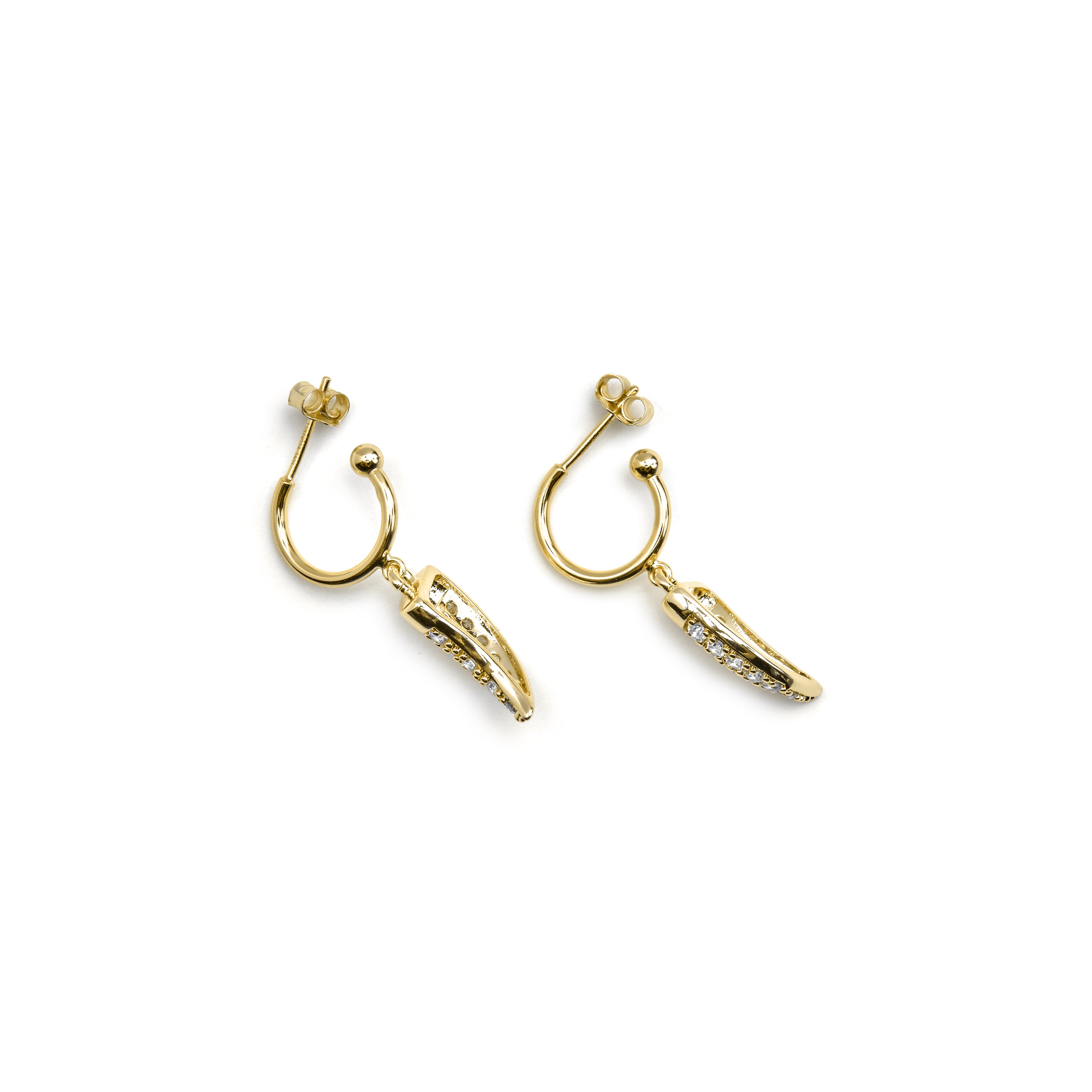 Pendientes de Plata de Ley 925 y Circonita Brillante acabado oro 18k - Dek