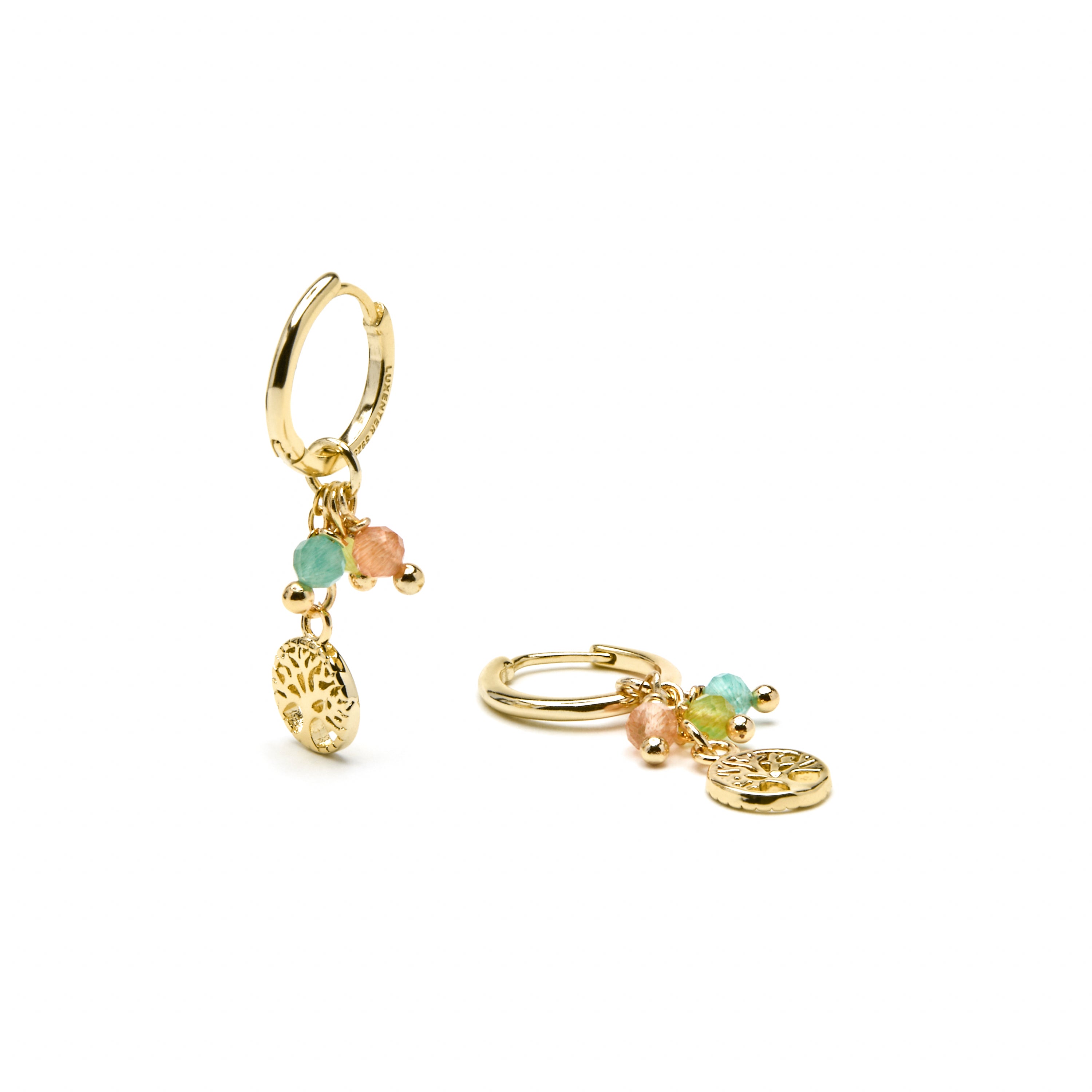 Brincos de Prata de Lei 925 e Cristal Multicolor com acabamento em ouro amarelo 18k - Balal
