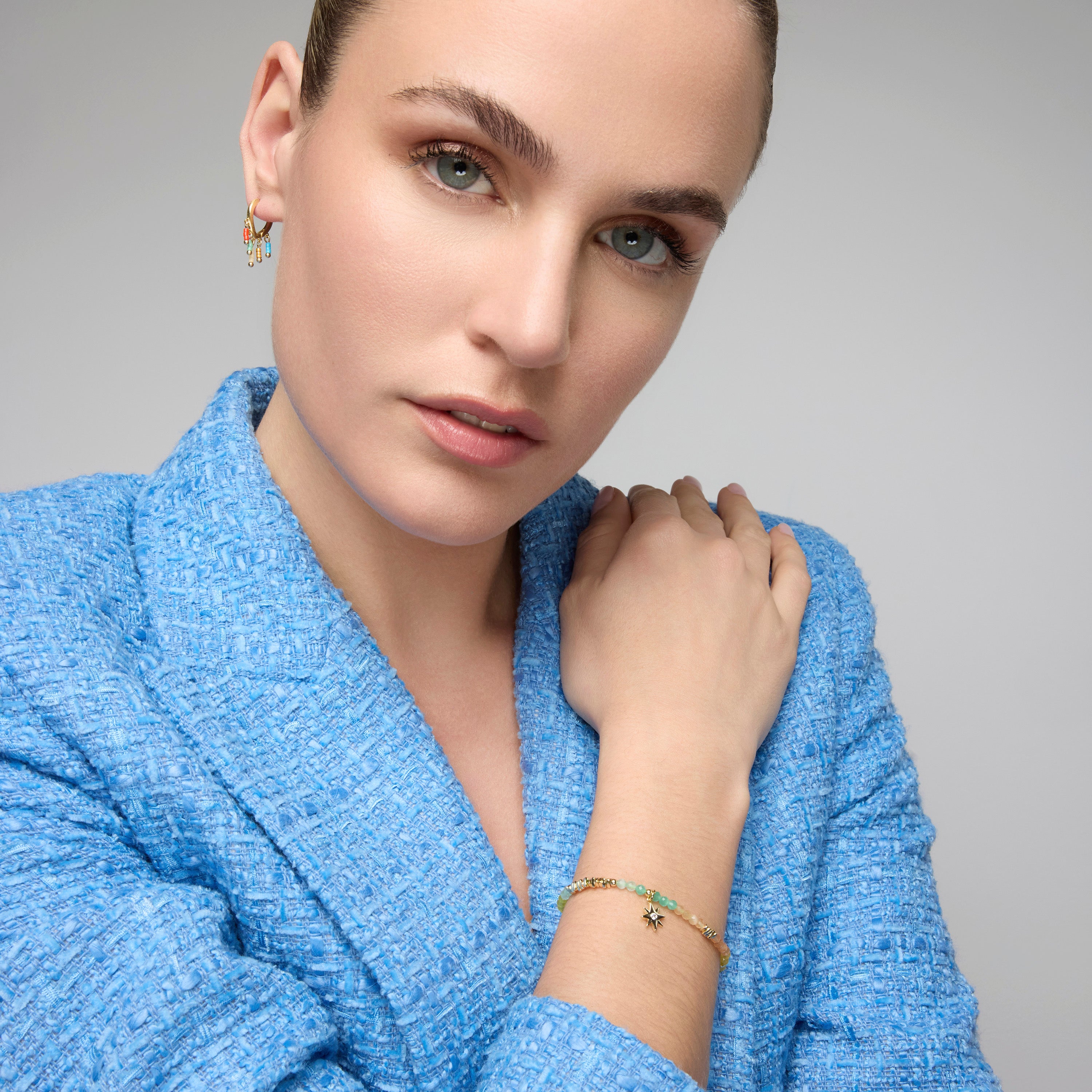 925 Sterling Silver Earrings with Multicolor Lacquer and 18k Yellow Gold Finish - Kelao