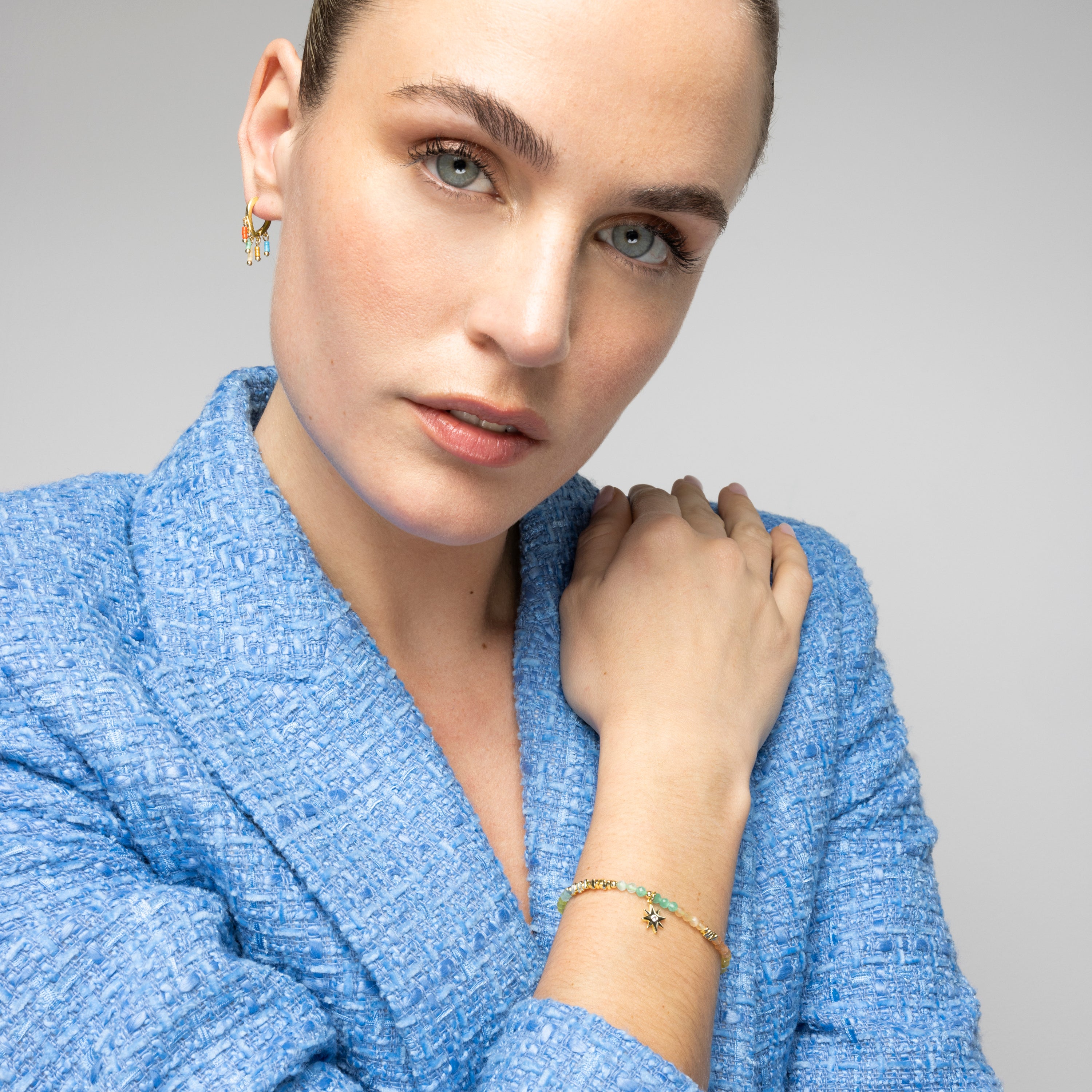 925 Sterling Silver Earrings with Multicolor Lacquer and 18k Yellow Gold Finish - Kelao