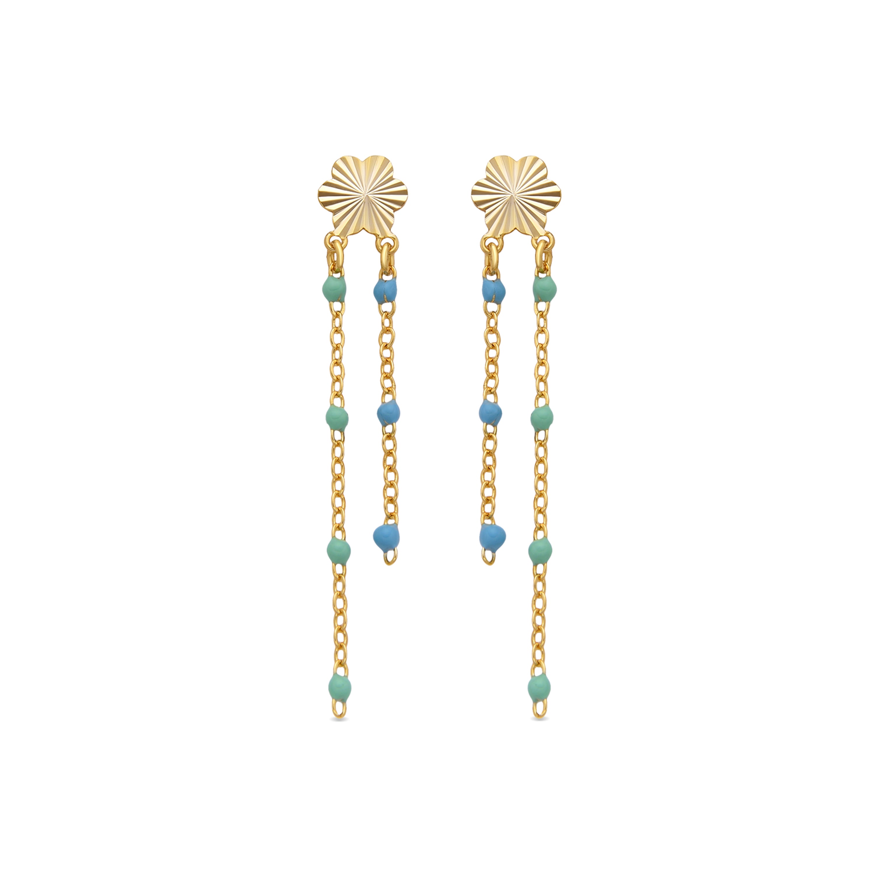 Orecchini in Argento Sterling 925 e Laccato Blu con finitura in oro giallo 18k - Hemi