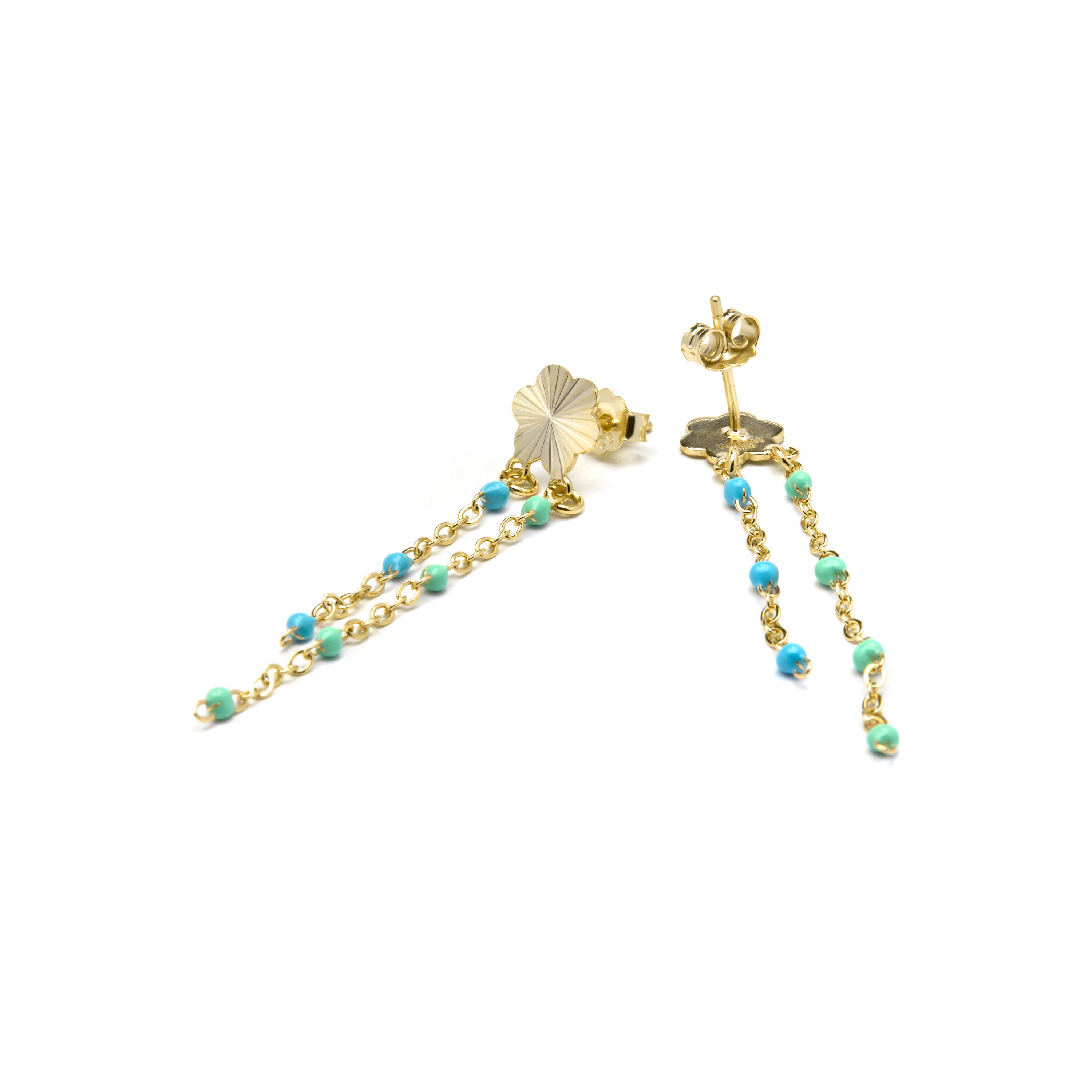 Orecchini in Argento Sterling 925 e Laccato Blu con finitura in oro giallo 18k - Hemi