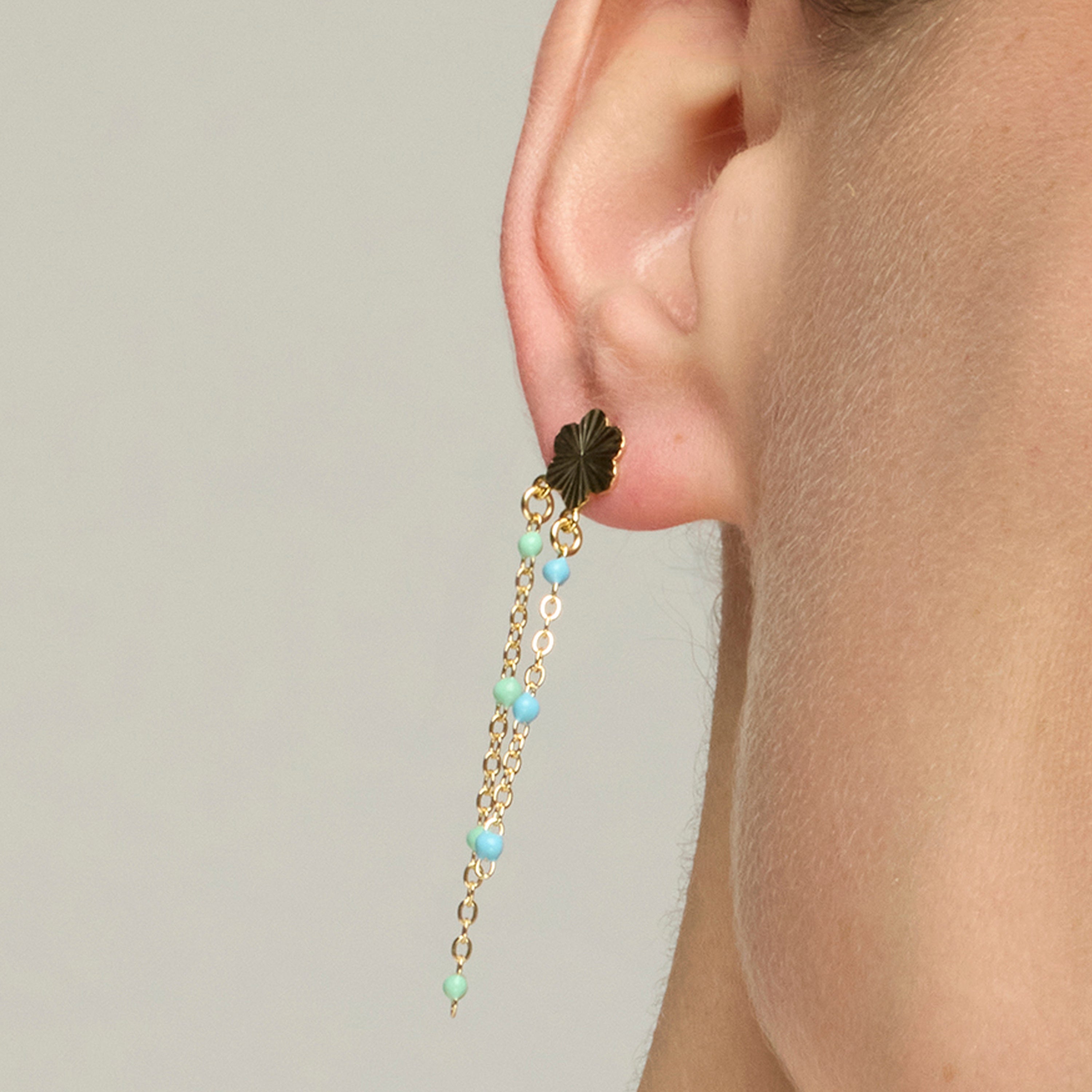 Orecchini in Argento Sterling 925 e Laccato Blu con finitura in oro giallo 18k - Hemi