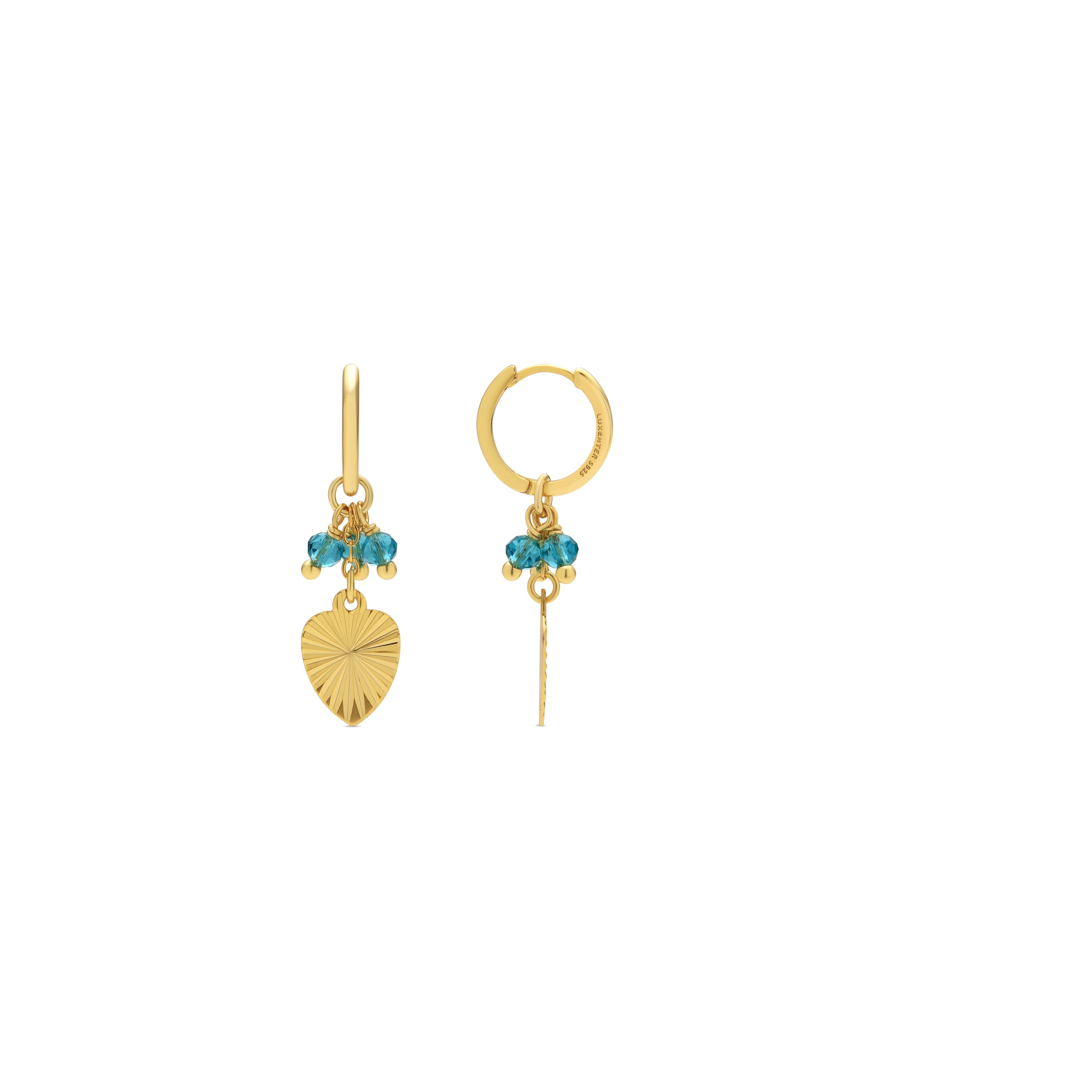 Boucles d'oreilles en argent sterling 925 et cristal vert finition or jaune 18k - Sopu