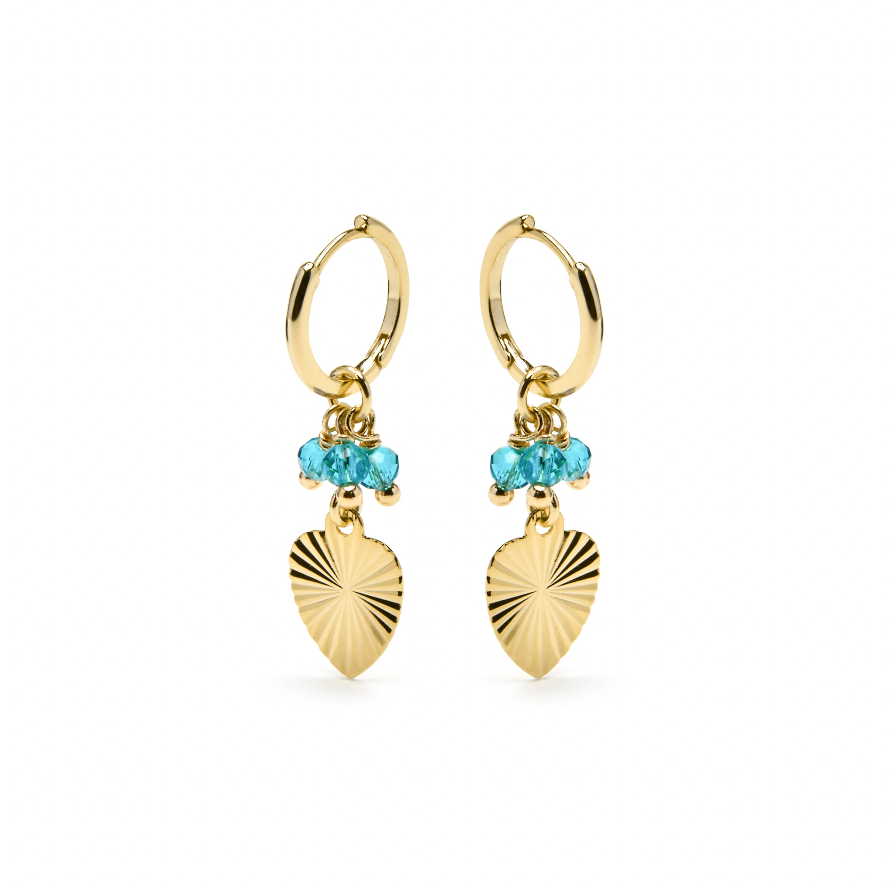 Boucles d'oreilles en argent sterling 925 et cristal vert finition or jaune 18k - Sopu