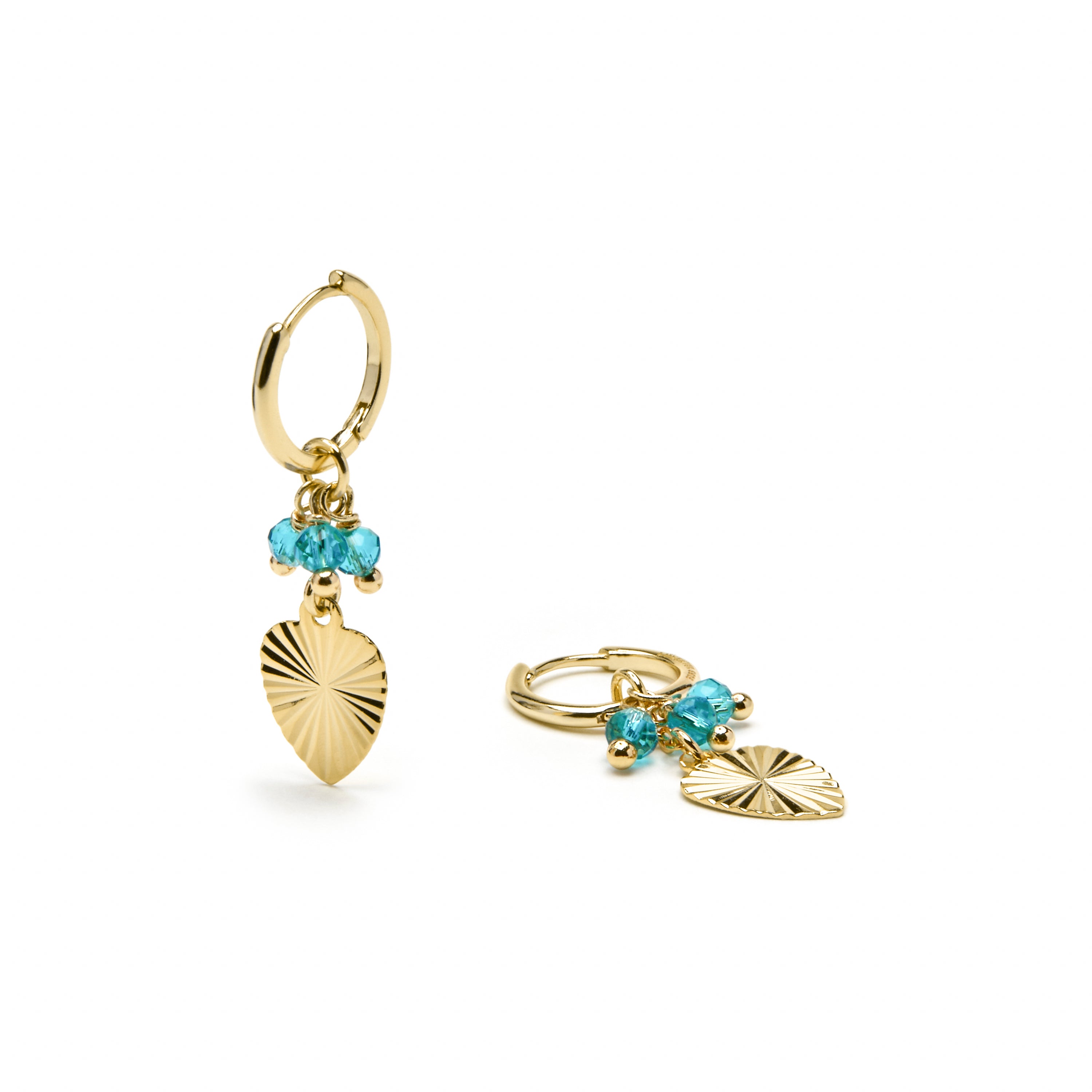 Boucles d'oreilles en argent sterling 925 et cristal vert finition or jaune 18k - Sopu