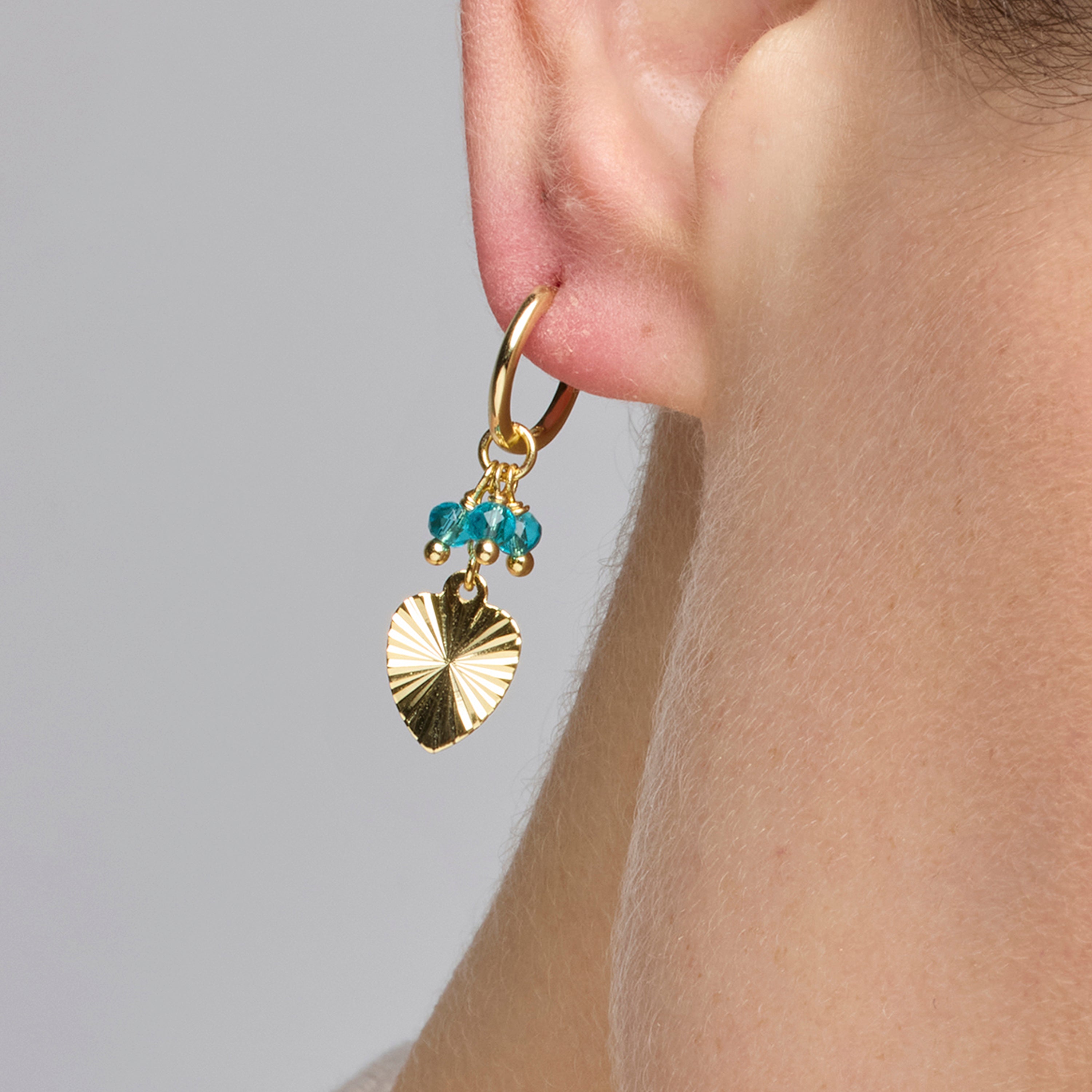 Boucles d'oreilles en argent sterling 925 et cristal vert finition or jaune 18k - Sopu