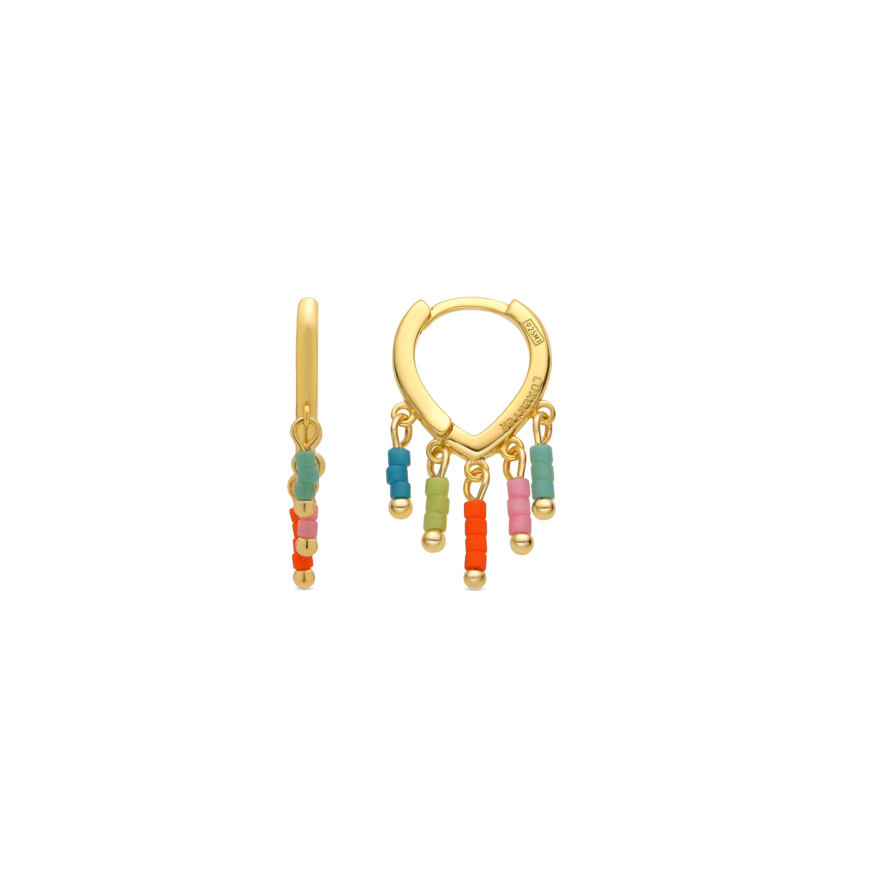 Boucles d'oreilles en argent sterling 925 et laqué multicolore finition or jaune 18k - Mandel