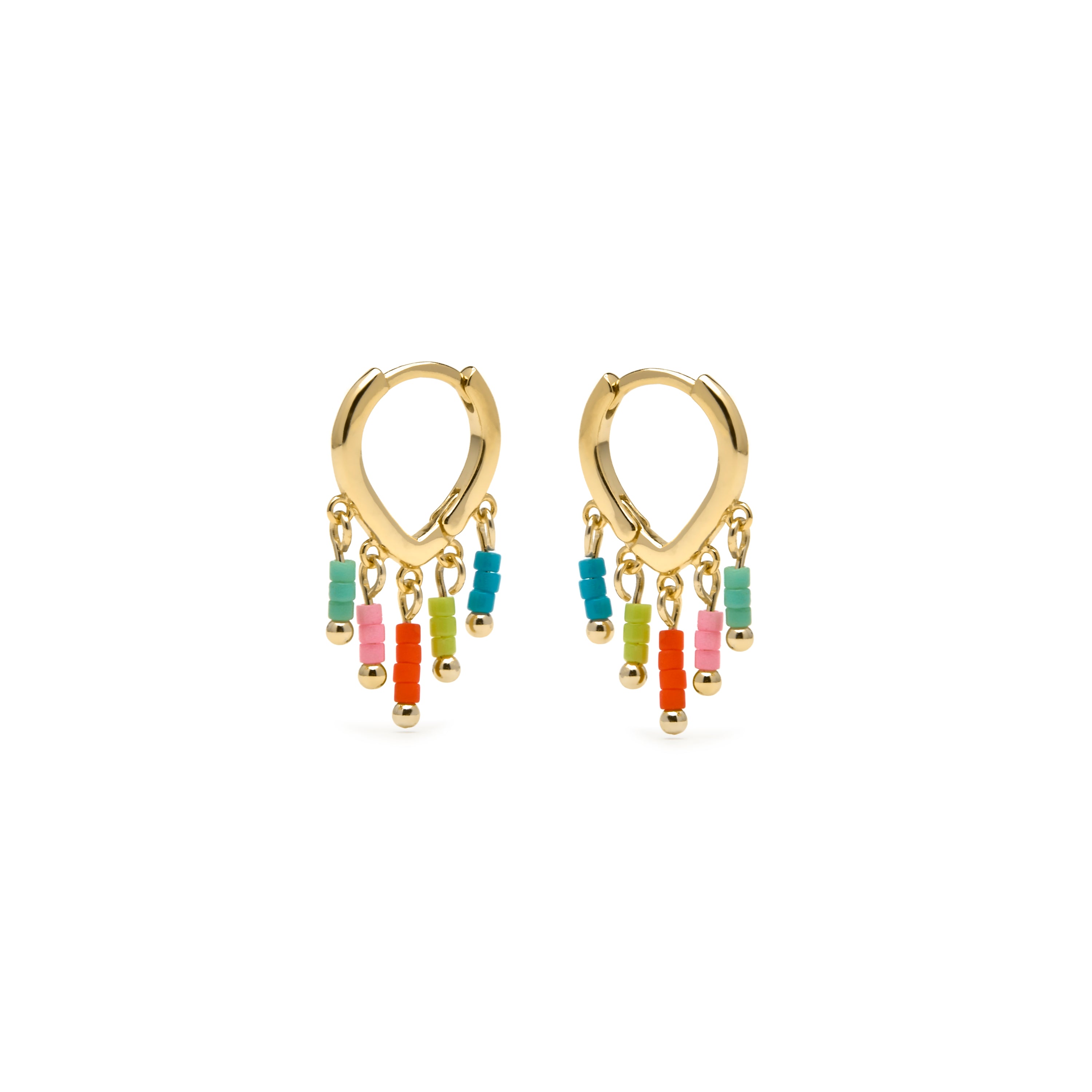 Boucles d'oreilles en argent sterling 925 et laqué multicolore finition or jaune 18k - Mandel