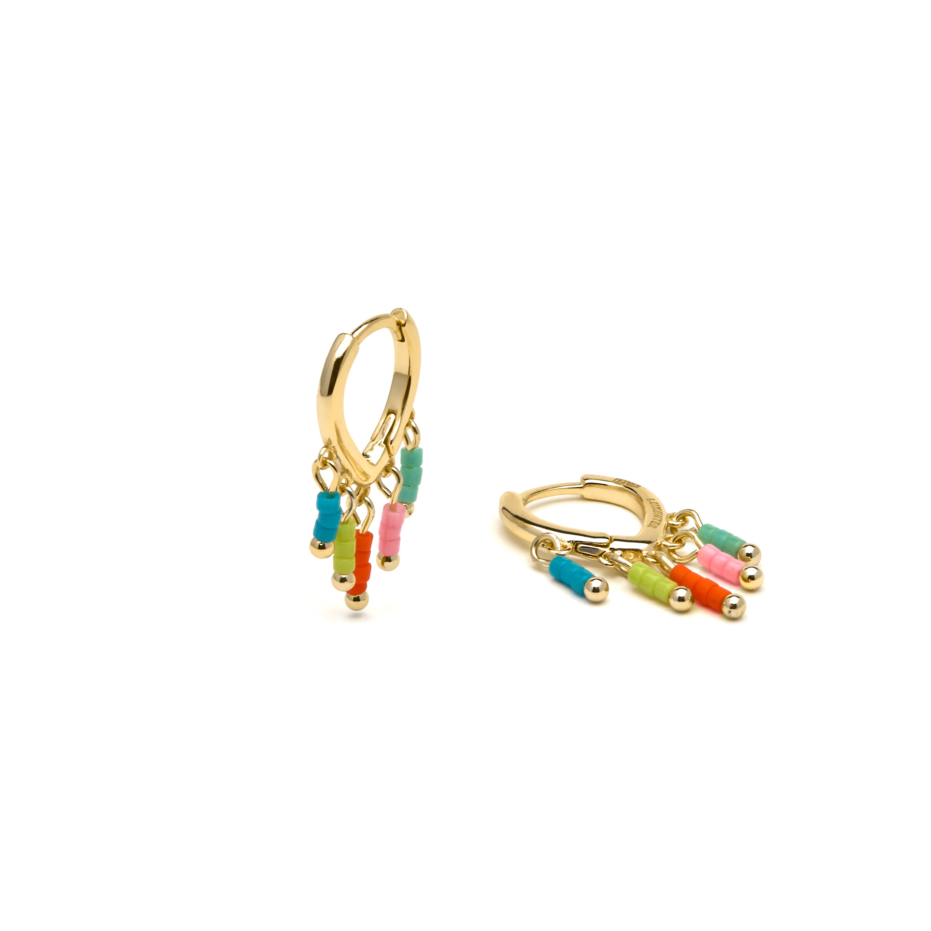 Boucles d'oreilles en argent sterling 925 et laqué multicolore finition or jaune 18k - Mandel