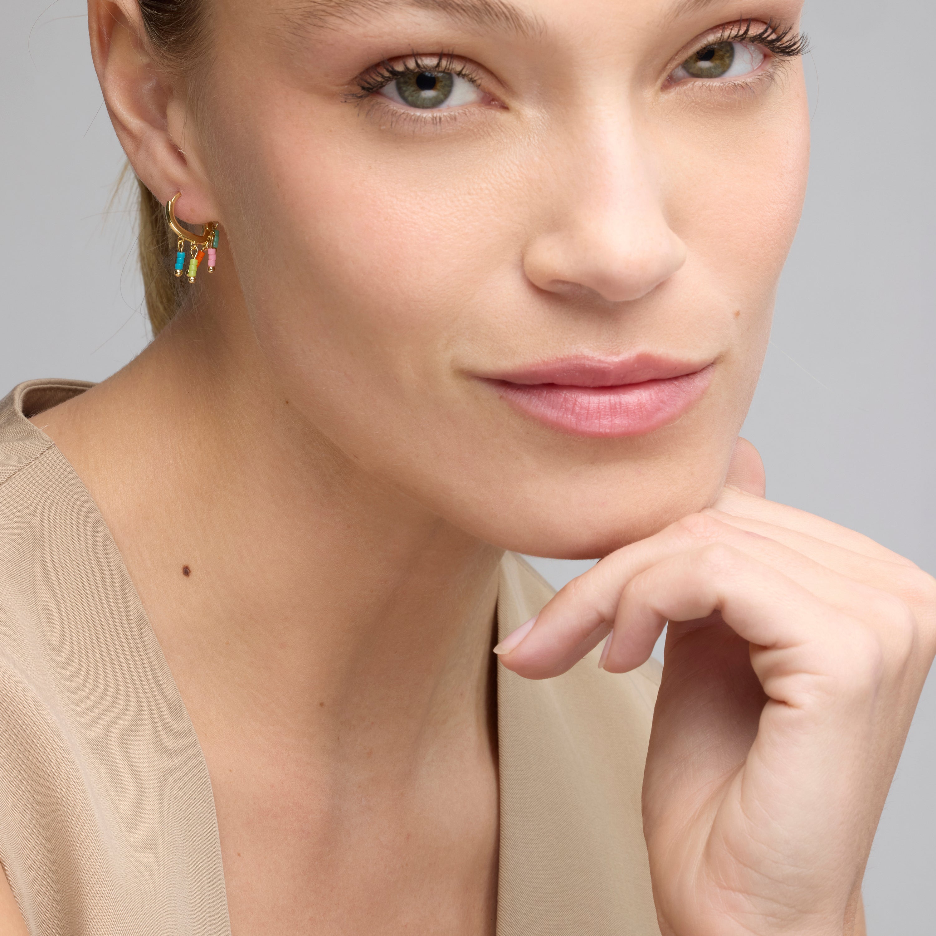 Boucles d'oreilles en argent sterling 925 et laqué multicolore finition or jaune 18k - Mandel