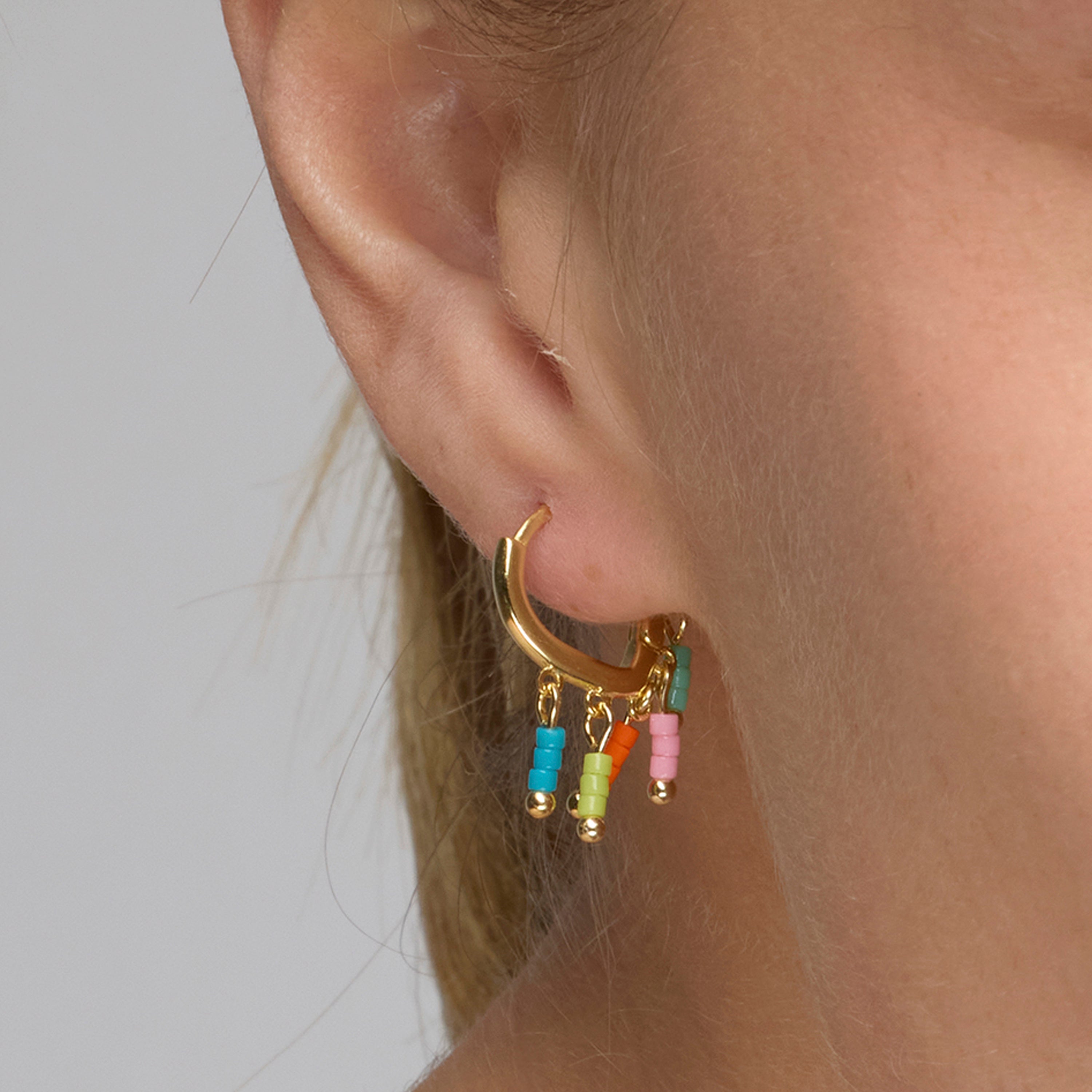 Boucles d'oreilles en argent sterling 925 et laqué multicolore finition or jaune 18k - Mandel