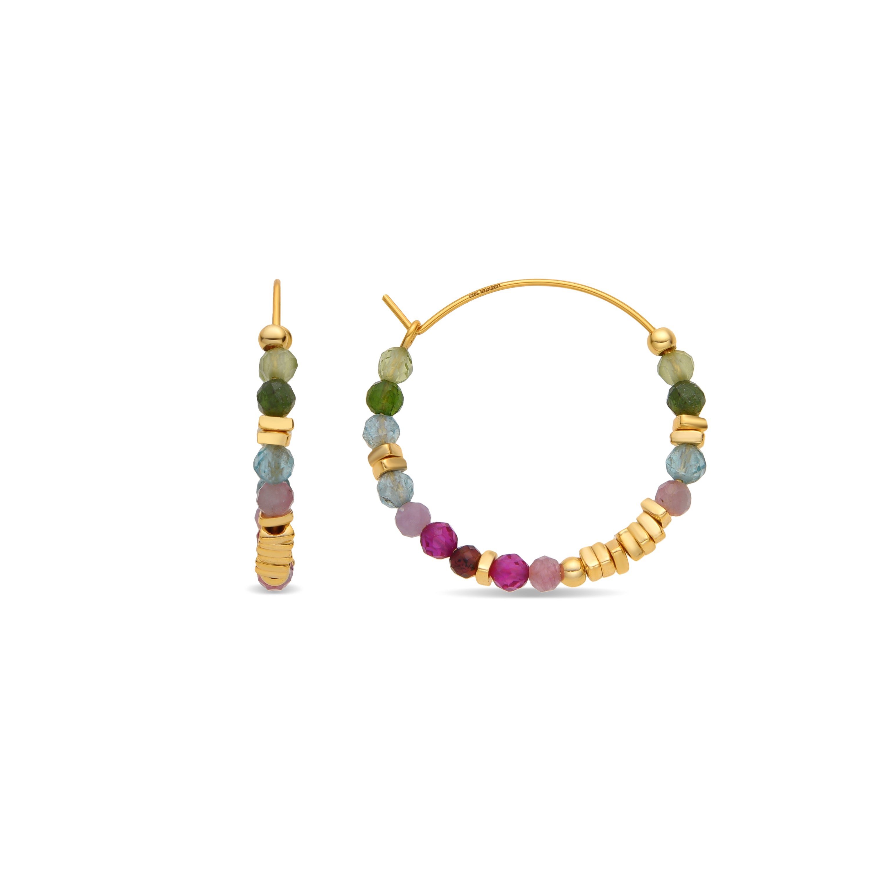 Boucles d'oreilles en argent sterling 925 et cristal multicolore finition or jaune 18k - Ane